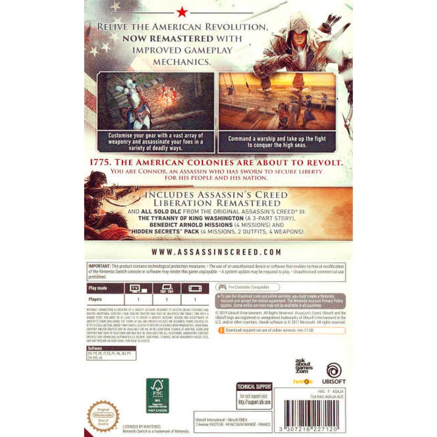 Assassins Creed 3 Remastered and Assassins Creed Liberation Dual Pack (Code in Box) (Nintendo Switch)