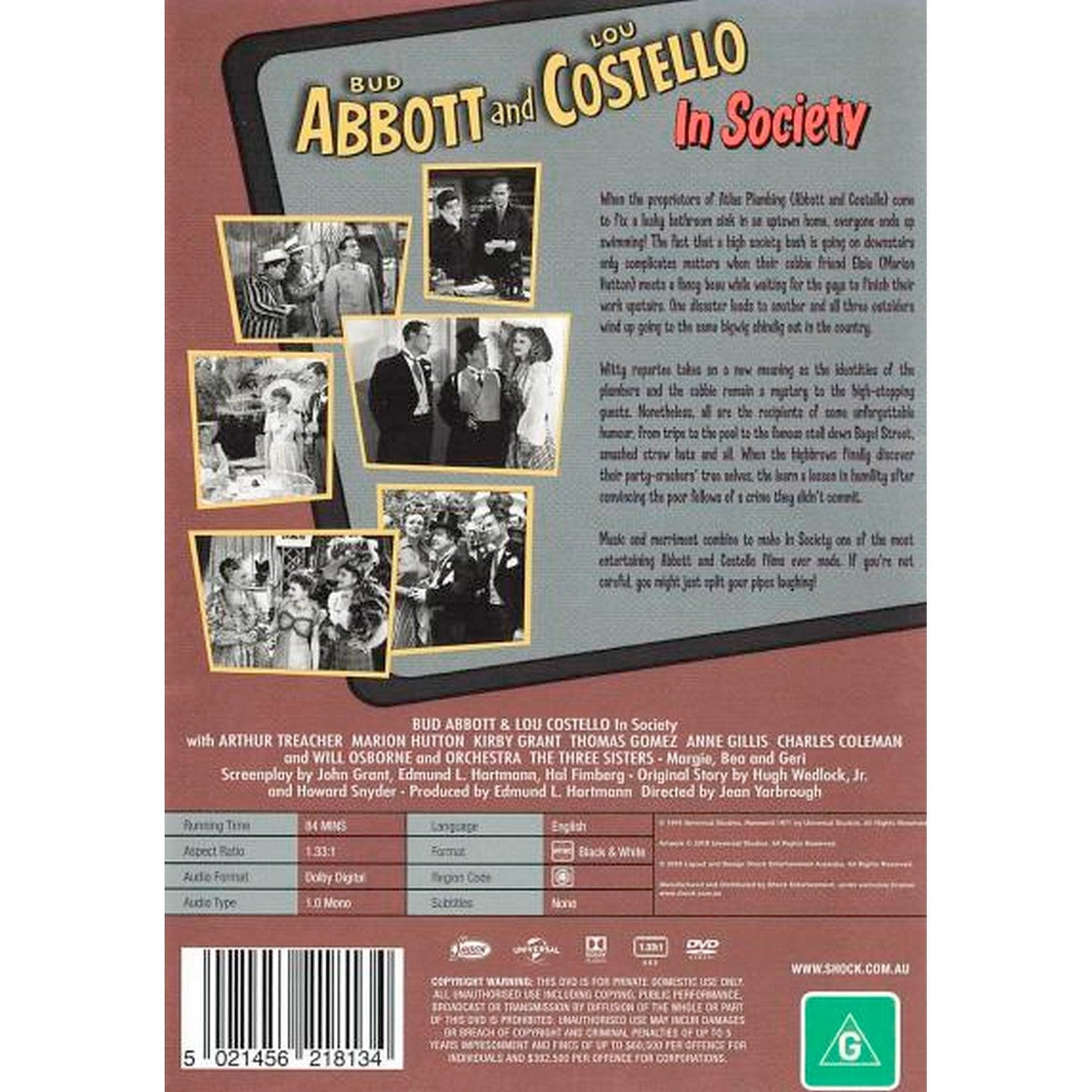 Bud Abbott and Lou Costello: In Society DVD