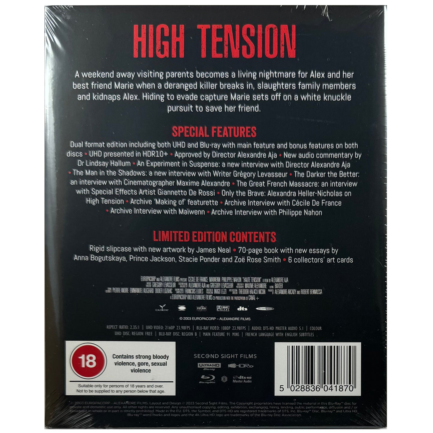 High Tension 4K UltraHD Blu-Ray - Limited Edition