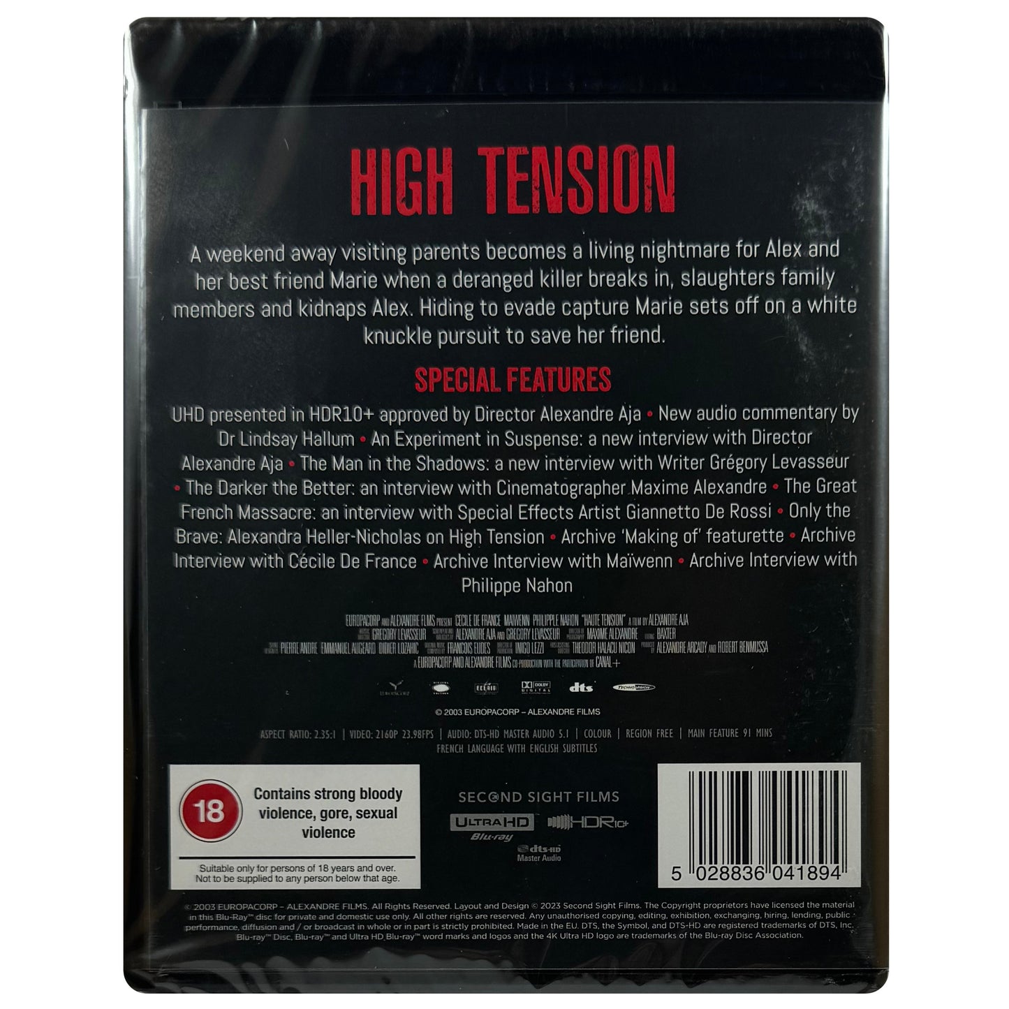 High Tension 4K UltraHD Blu-Ray