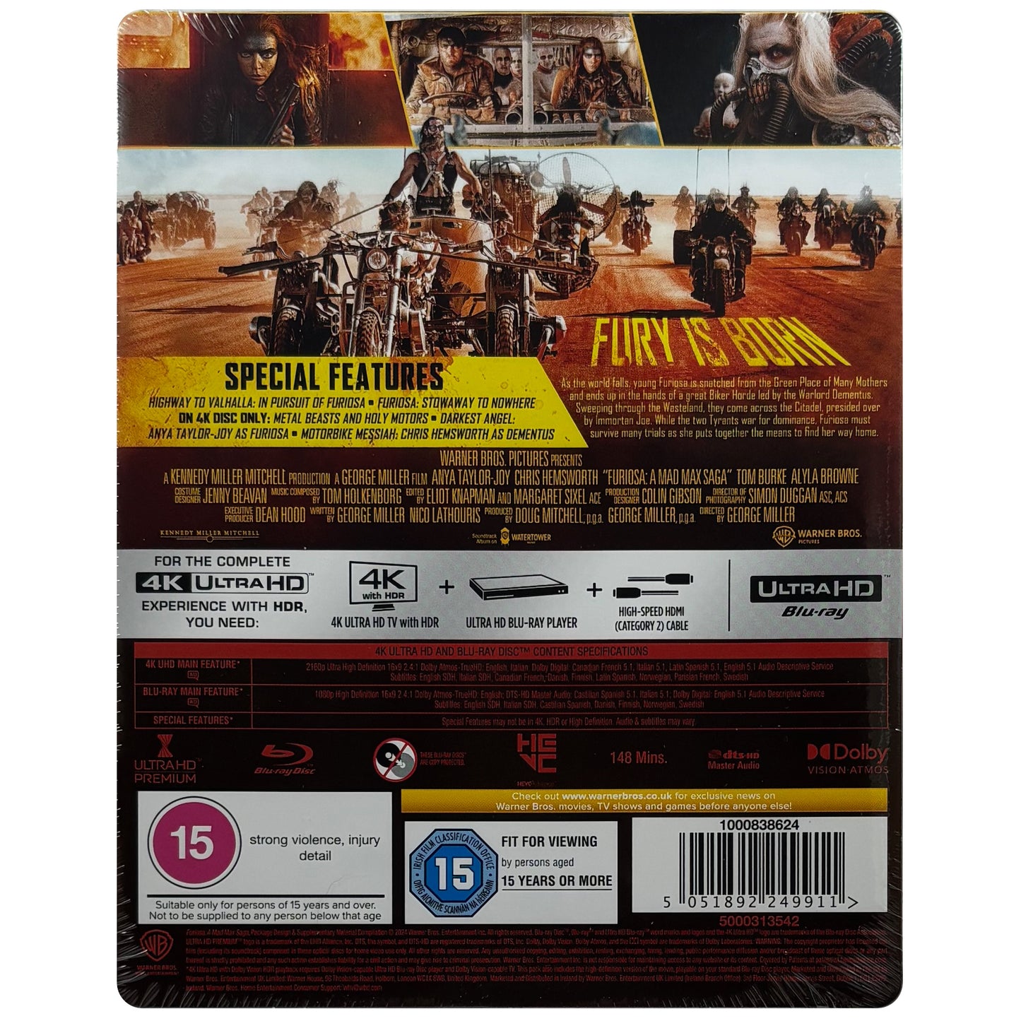 Furiosa: A Mad Max Saga 4K + Blu-Ray Steelbook