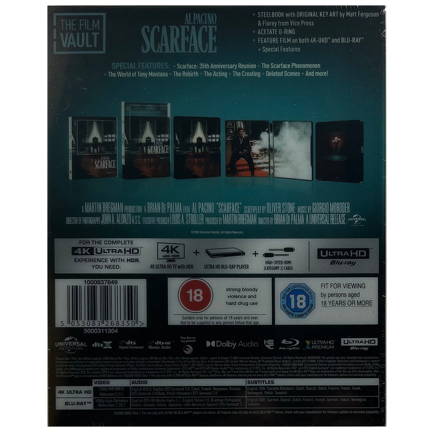 Scarface 4K + Blu-Ray Steelbook - The Film Vault Range