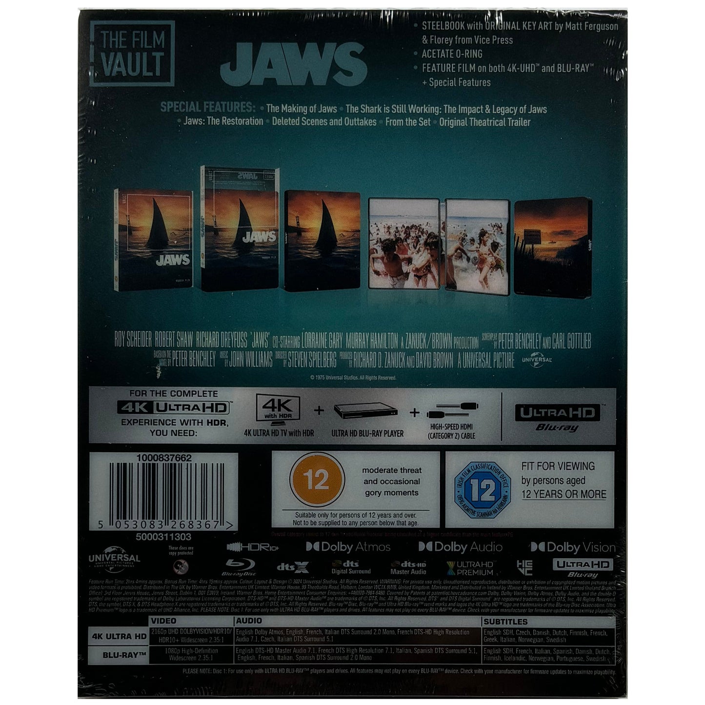 Jaws 4K + Blu-Ray Steelbook - The Film Vault Range