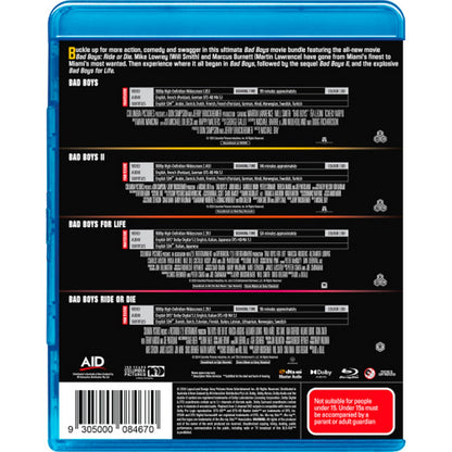 Bad Boys: 4-Movie Collection (Bad Boys / Bad Boys II / Bad Boys For Life / Bad Boys: Ride or Die) Blu-Ray Box Set