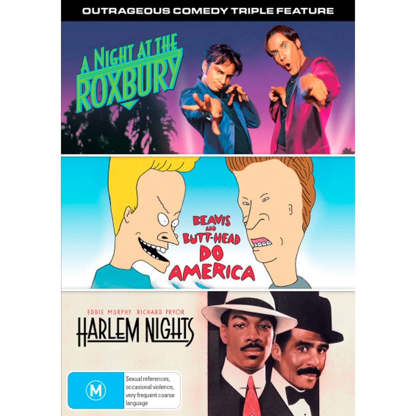 Outrageous Comedy Triple Feature (A Night at the Roxbury / Beavis & Butthead Do America / Harlem Nights) DVD Box Set