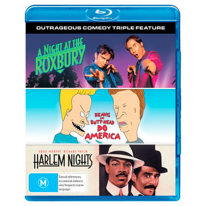 Outrageous Comedy Triple Feature (A Night at the Roxbury / Beavis & Butthead Do America / Harlem Nights) Blu-Ray Box Set