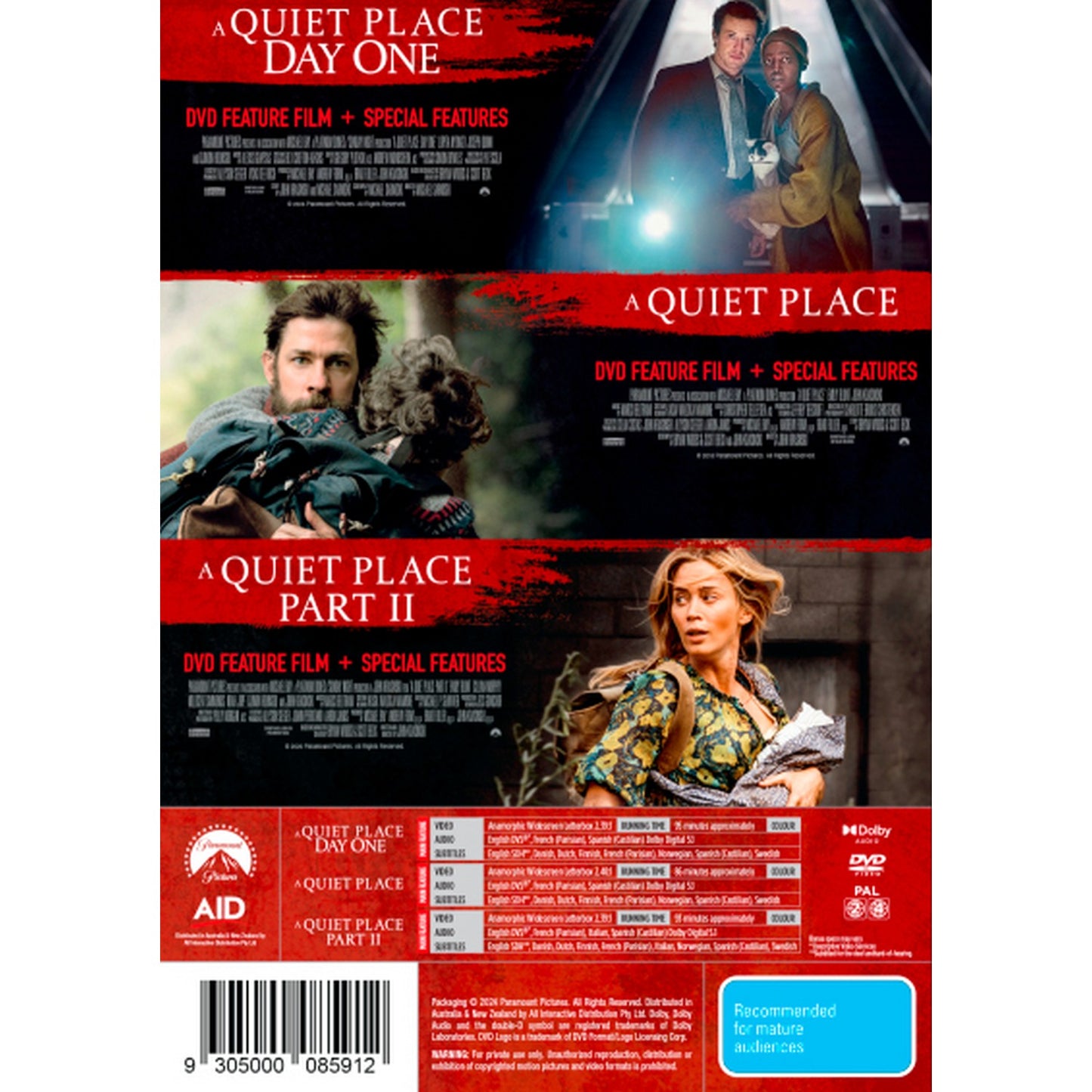 A Quiet Place: 3-Movie Collection (A Quiet Place / A Quiet Place: Part II / A Quiet Place: Day One) DVD Box Set