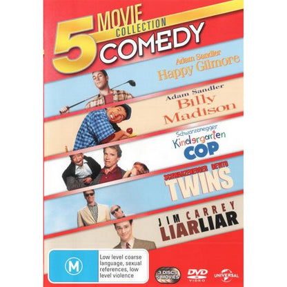 5 Movie Collection: Comedy (Happy Gilmore / Billy Madison / Kindergarten Cop / Twins / Liar Liar) DVD Box Set