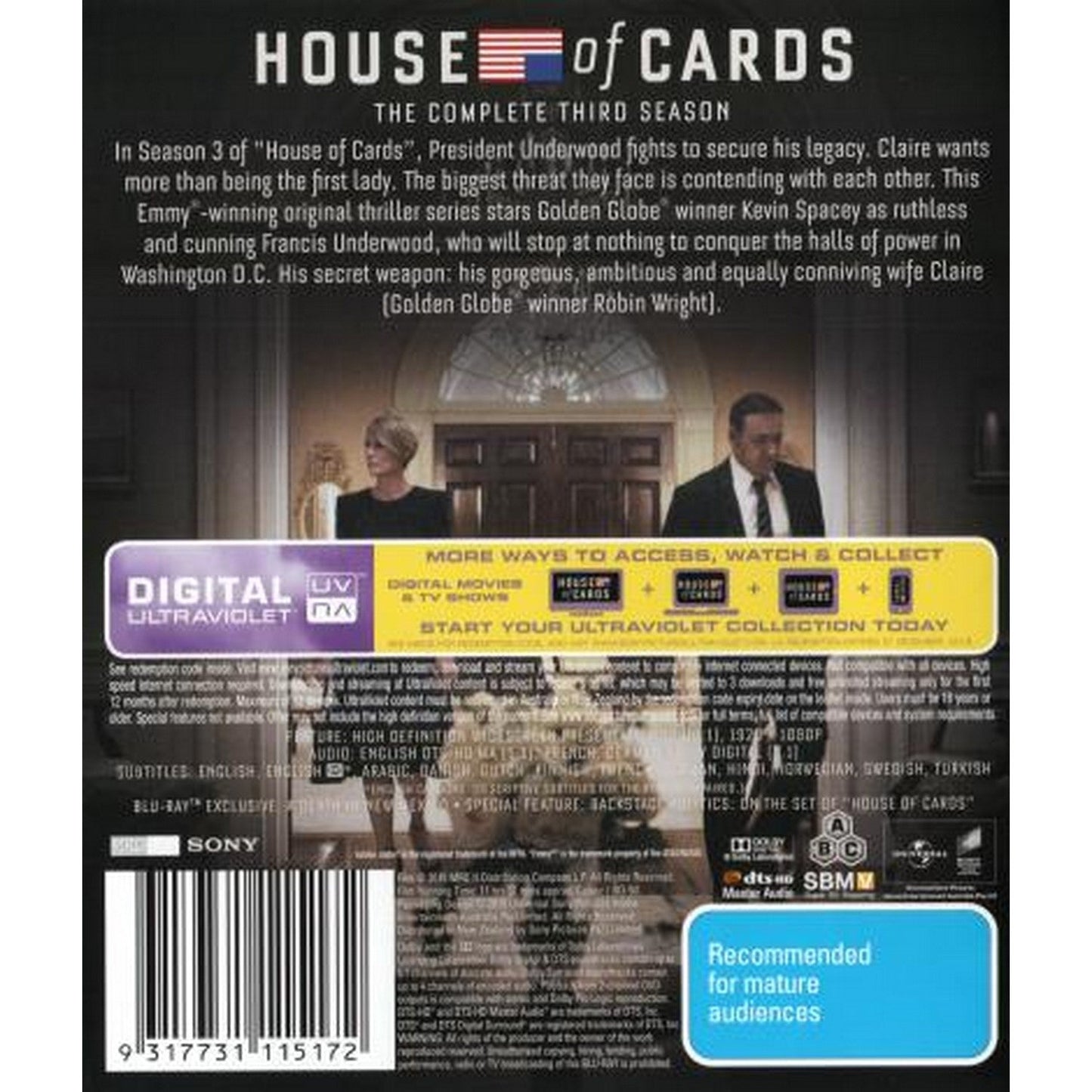 House of Cards: Season 3 (Volume 3: Chapters 27 - 39) Blu-Ray