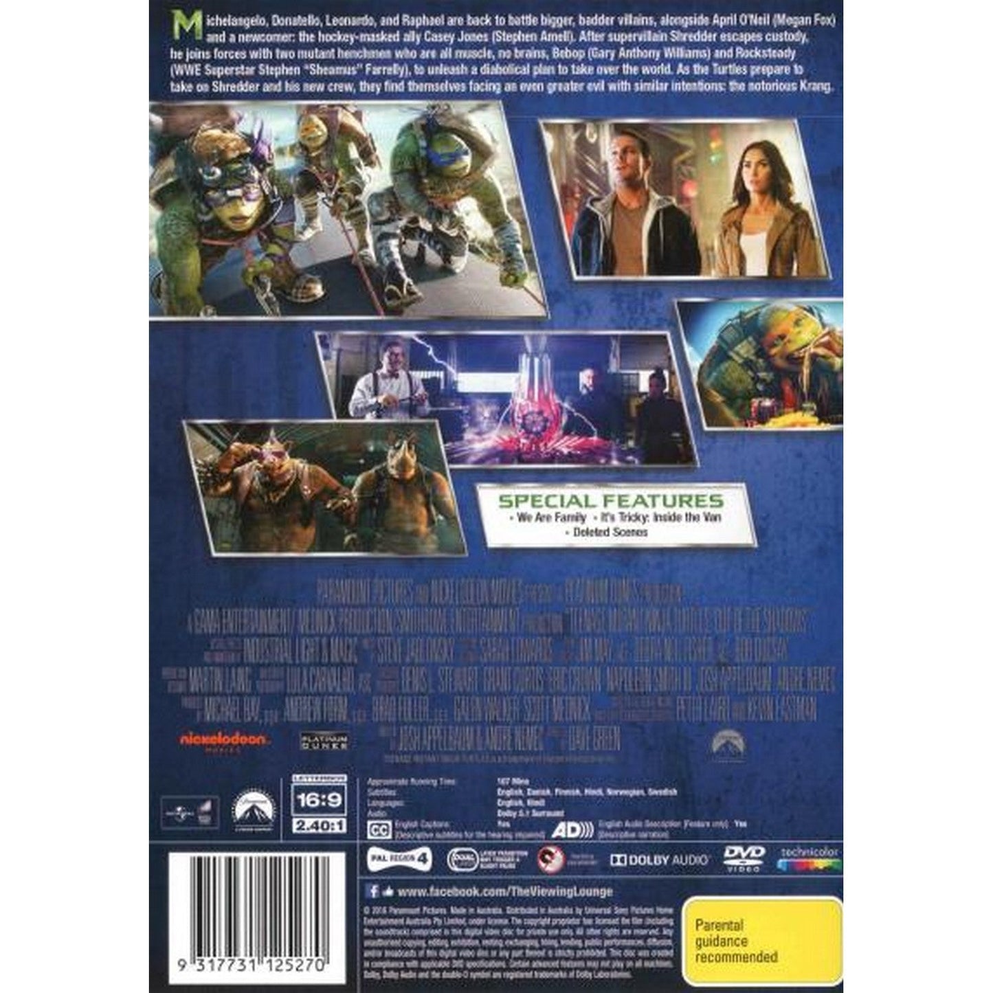 Teenage Mutant Ninja Turtles: Out of the Shadows DVD