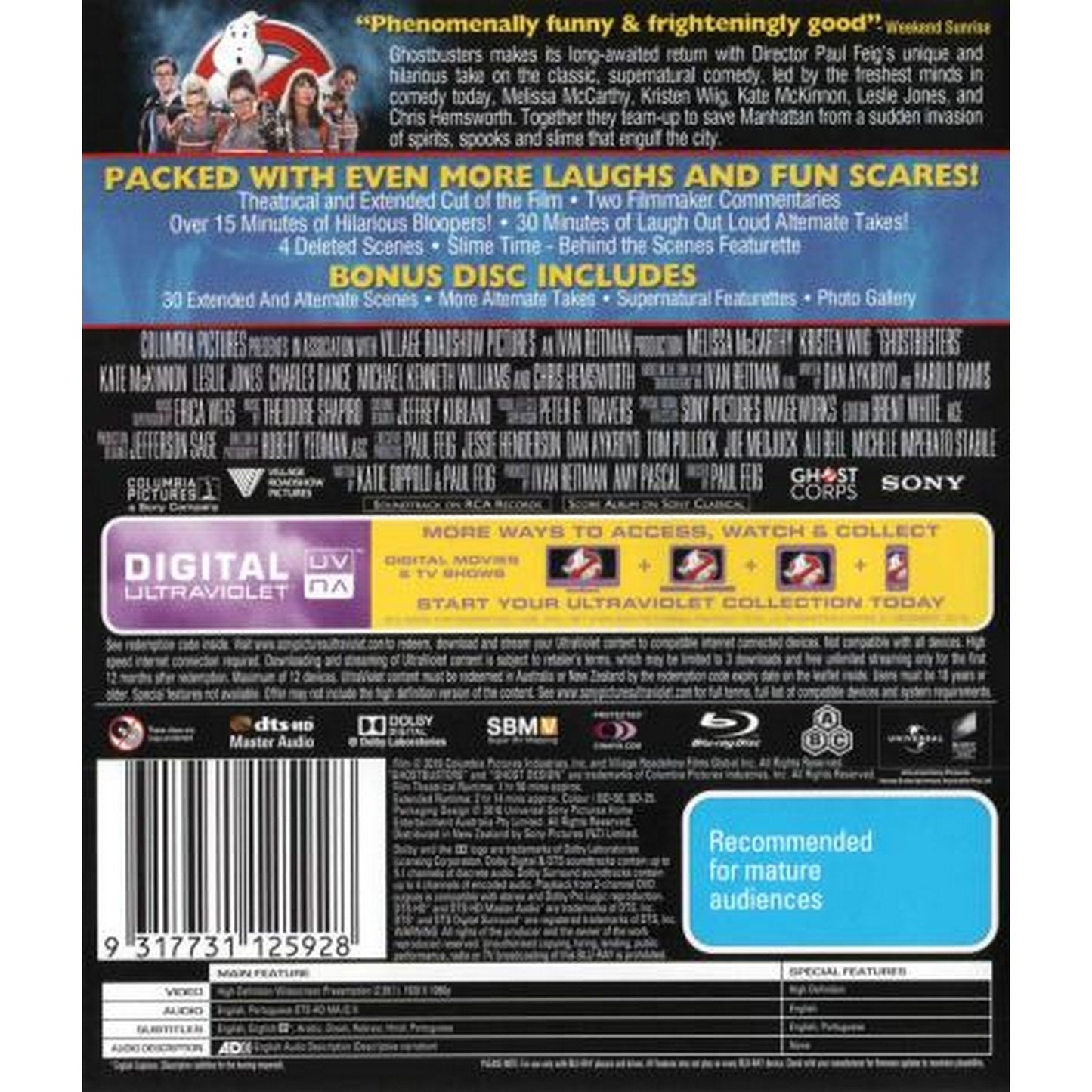 Ghostbusters (2016) (Extended Edition + Bonus Disc) Blu-Ray