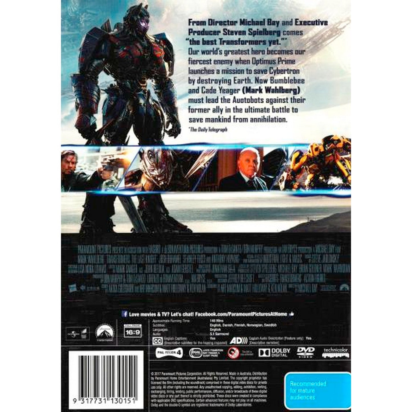 Transformers: The Last Knight DVD