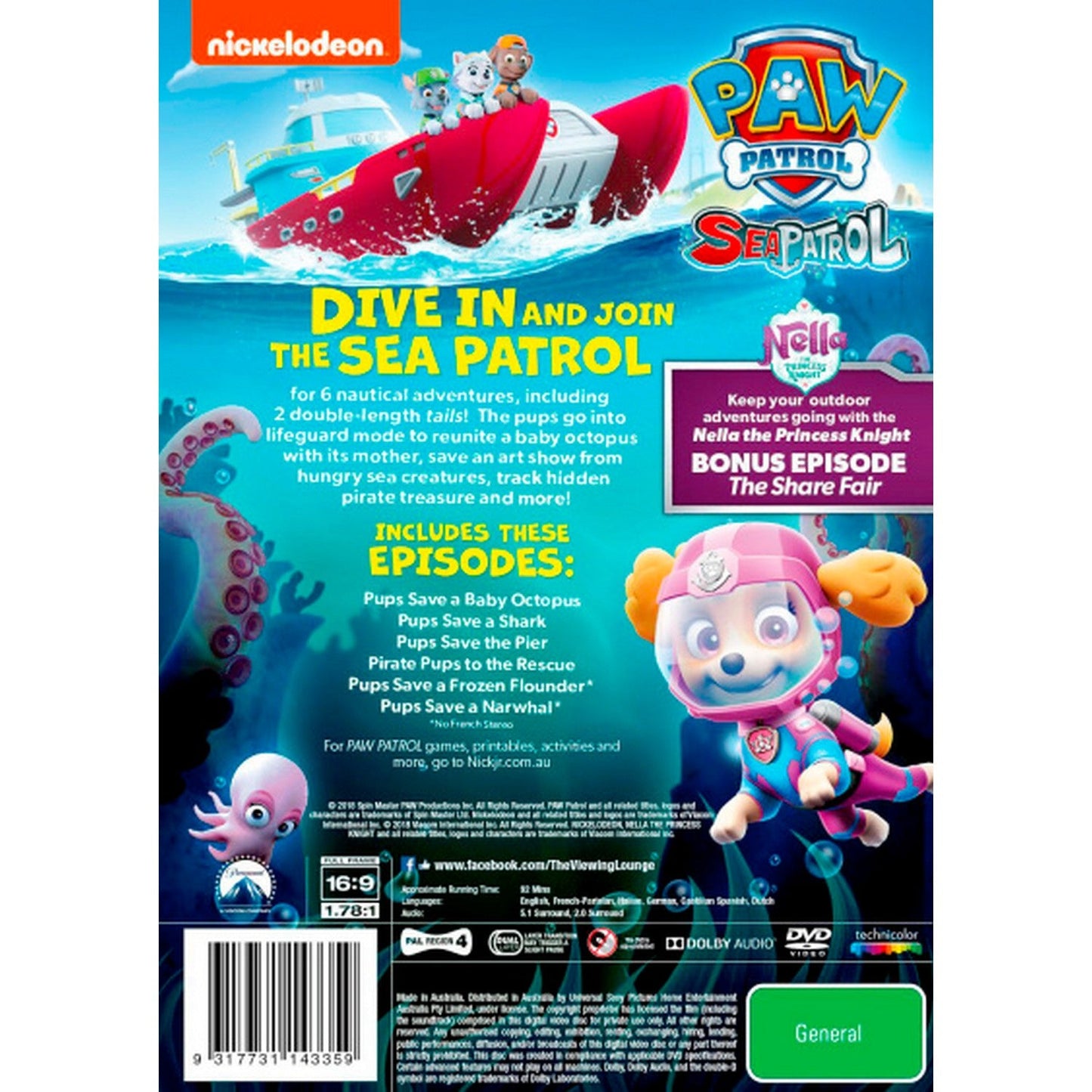 PAW Patrol: Sea Patrol (Includes Bonus Episode! Nella the Princess Knight) DVD