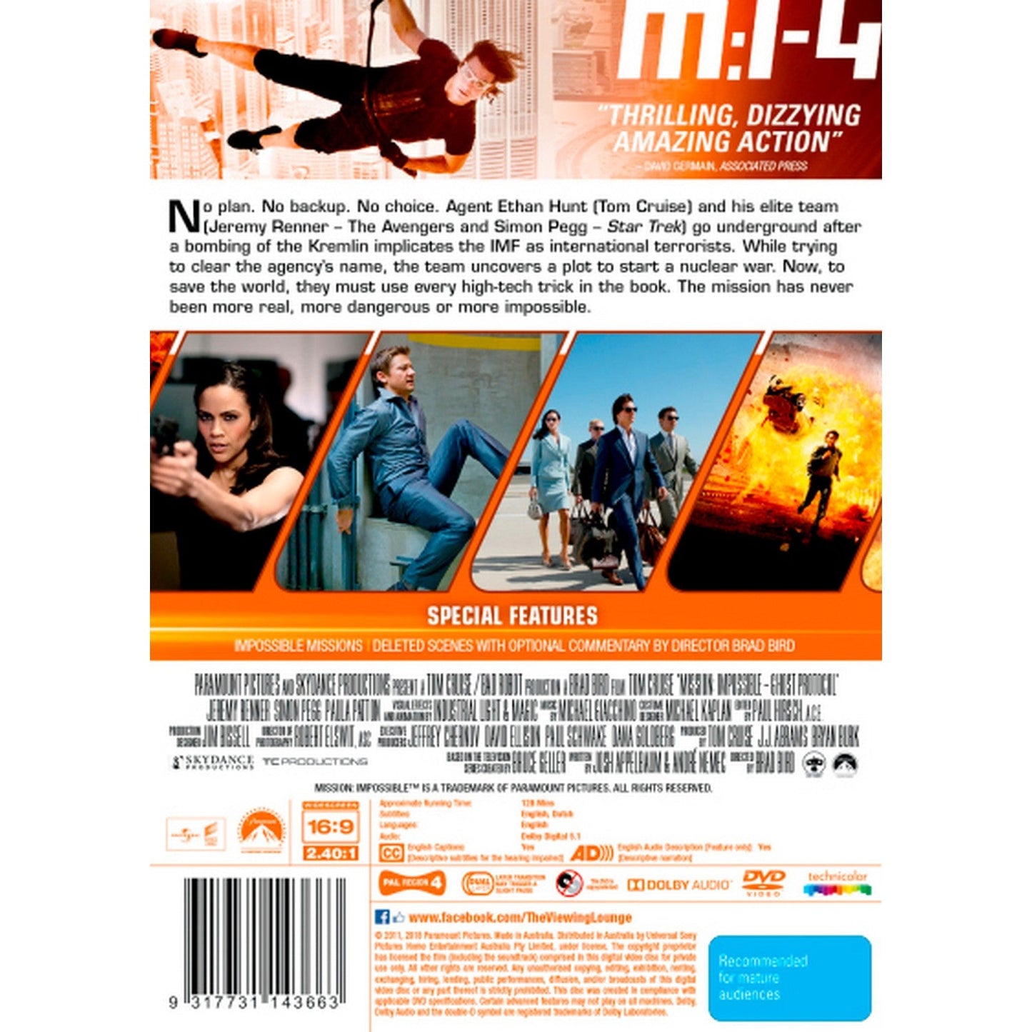 M:I-4 (Mission: Impossible - Ghost Protocol) DVD