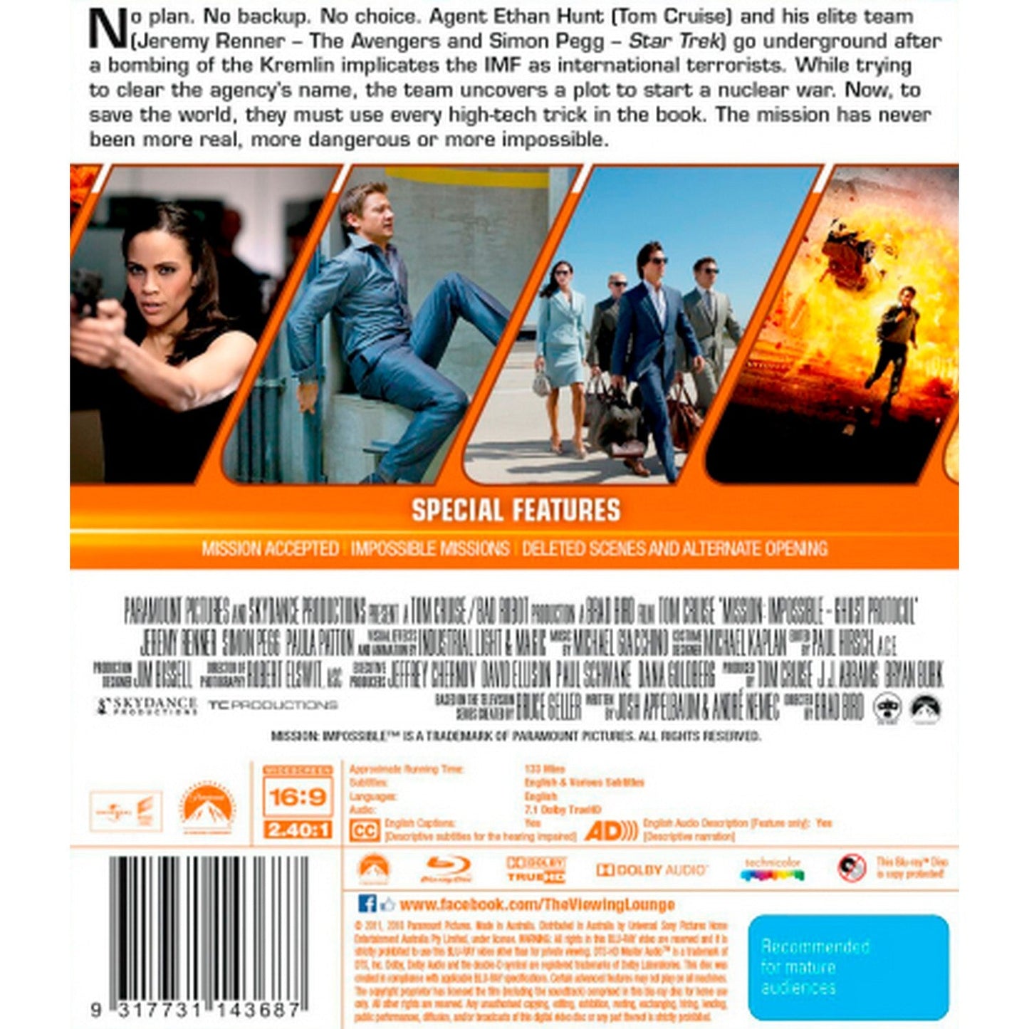 M:I-4 (Mission: Impossible - Ghost Protocol) Blu-Ray