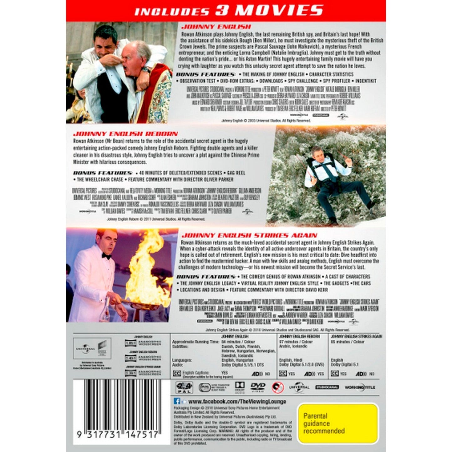 Johnny English: 3 Movie Collection (Johnny English / Johnny English Reborn / Johnny English Strikes Again) DVD Box Set