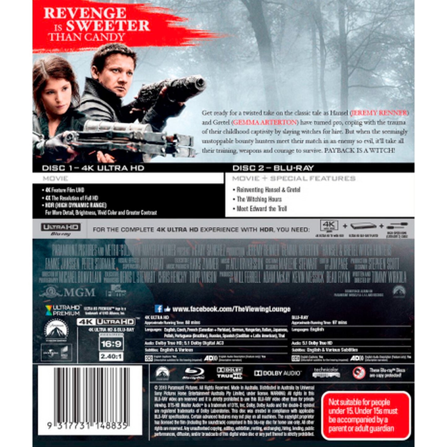 Hansel & Gretel: Witch Hunters 4K UltraHD + Blu-Ray