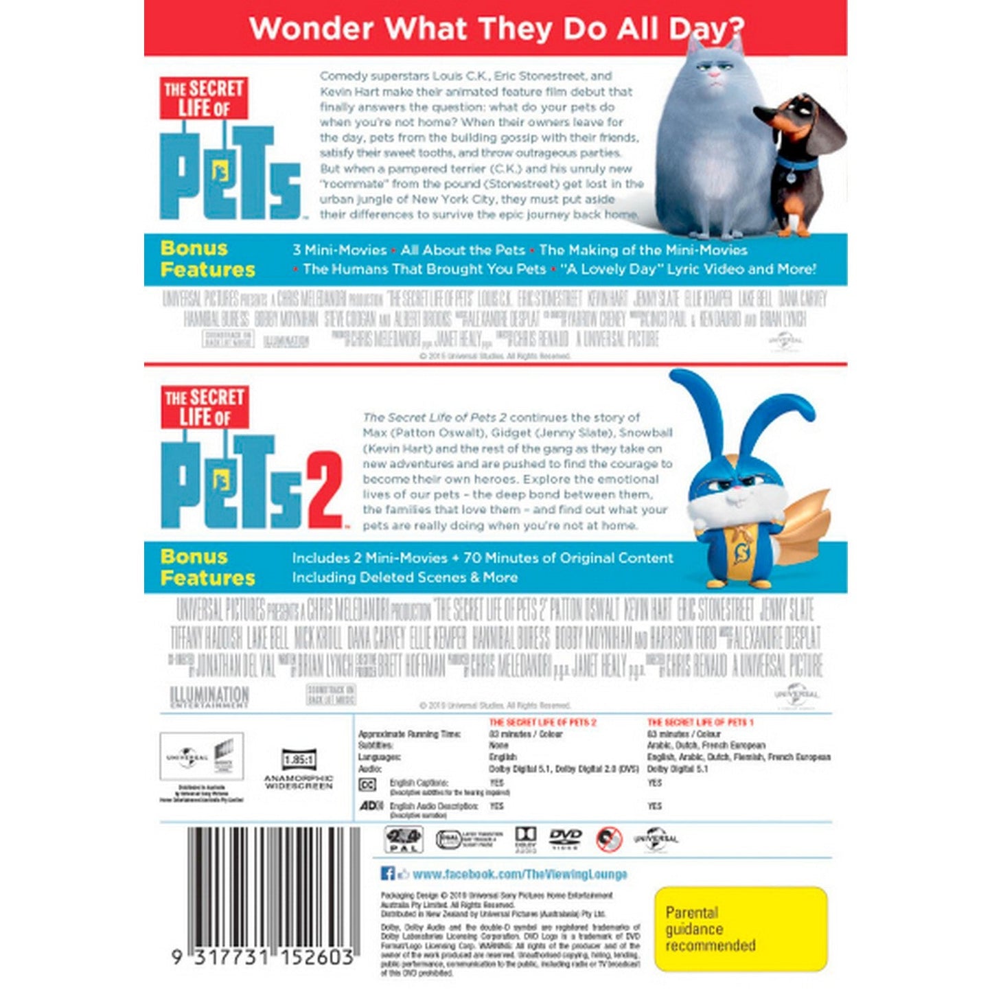 The Secret Life of Pets / The Secret Life of Pets 2 (2 Movie Collection) DVD Box Set