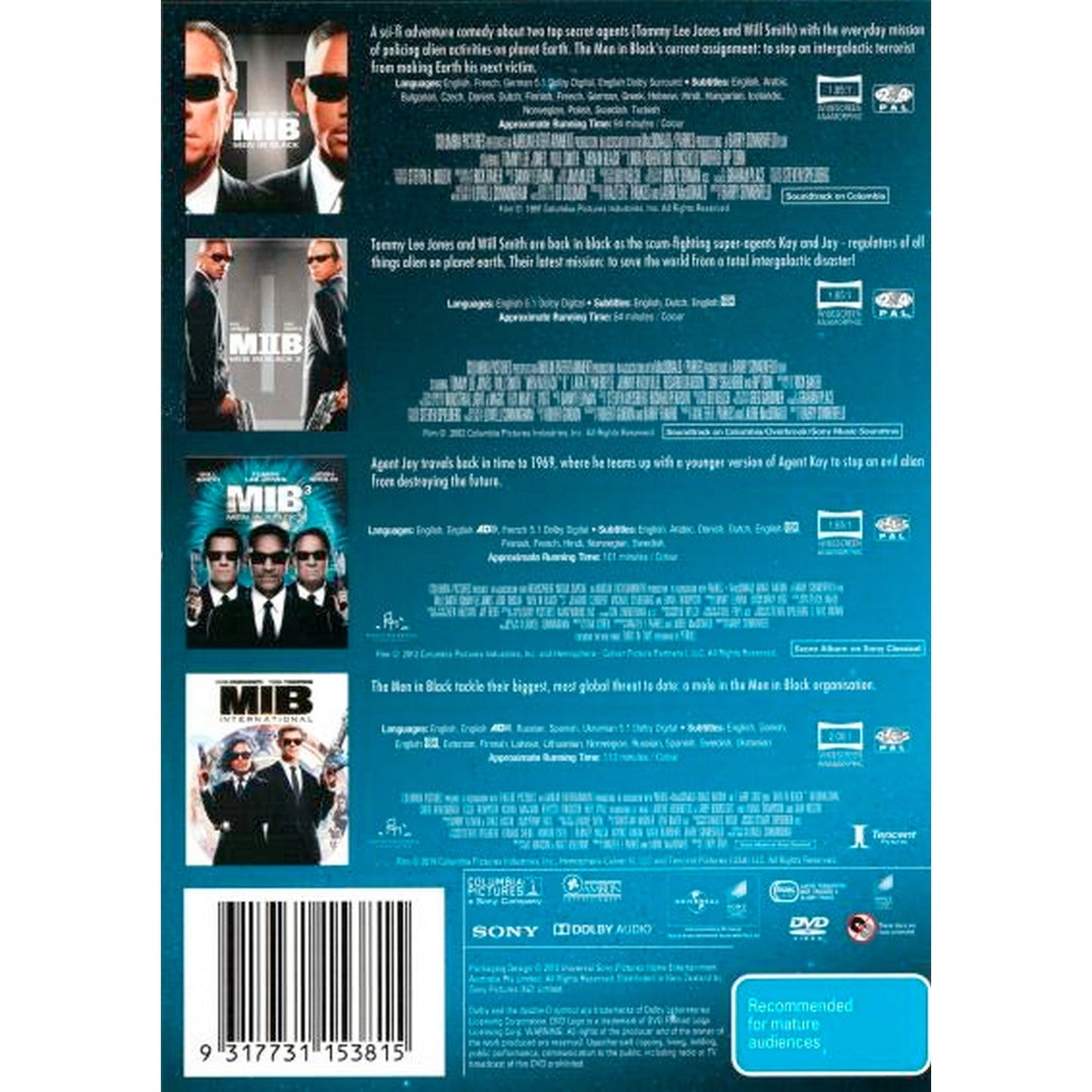 Men in Black / Men in Black 2 / Men in Black 3 / Men in Black: International DVD Box Set