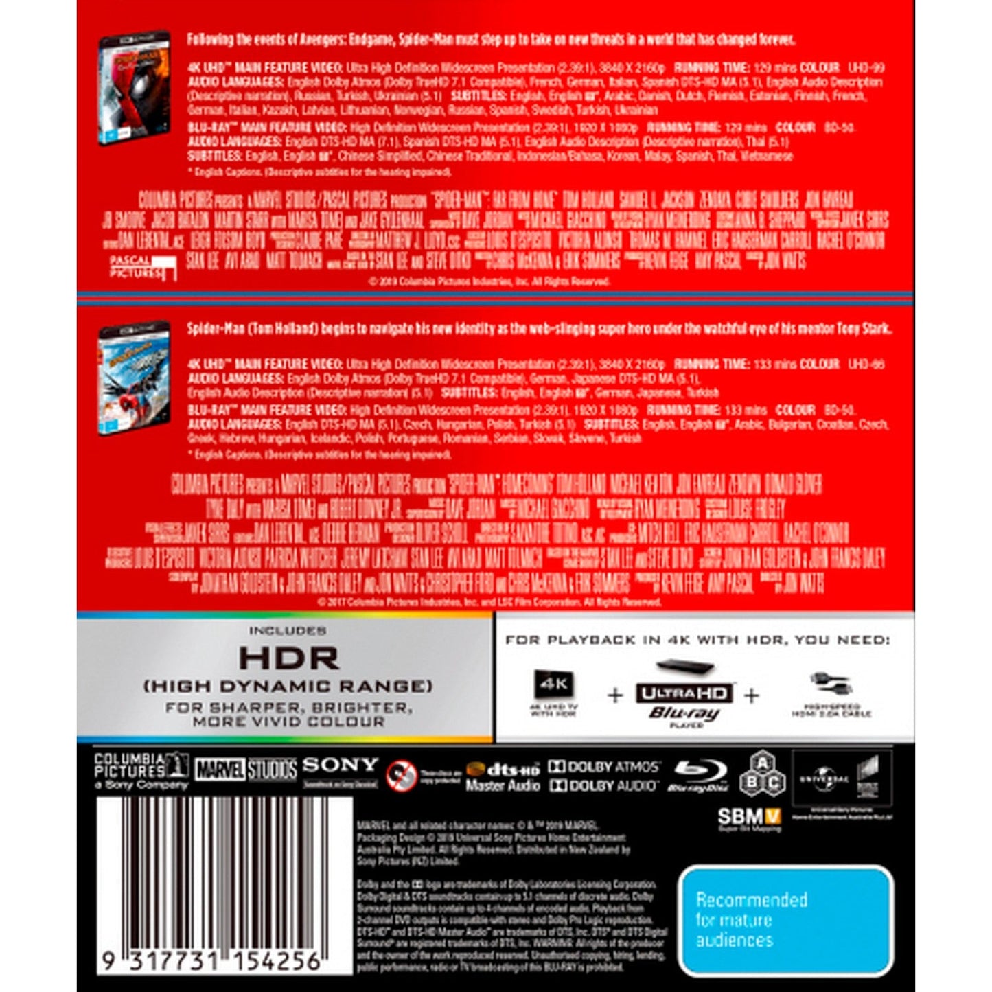 Spider-Man: Far From Home / Spider-Man: Homecoming (2 Movie Collection) 4K UltraHD + Blu-Ray