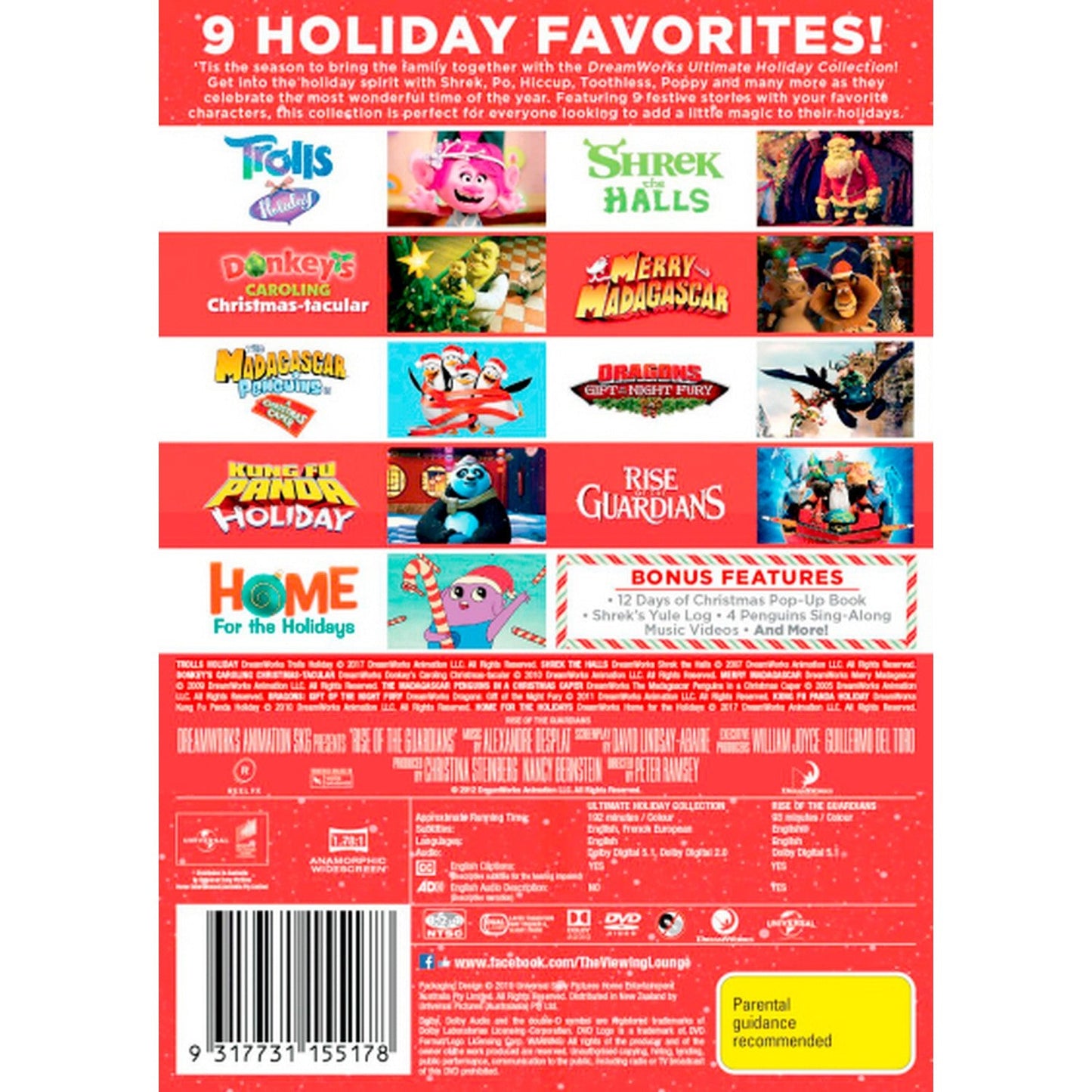 Ultimate Holiday Collection: (Trolls/Shrek the Halls/Donkey's Caroling/Merry Madagascar/The Madagascar Penguins/Dragons: Gift Night Fury/Kung Fu Panda DVD Box Set