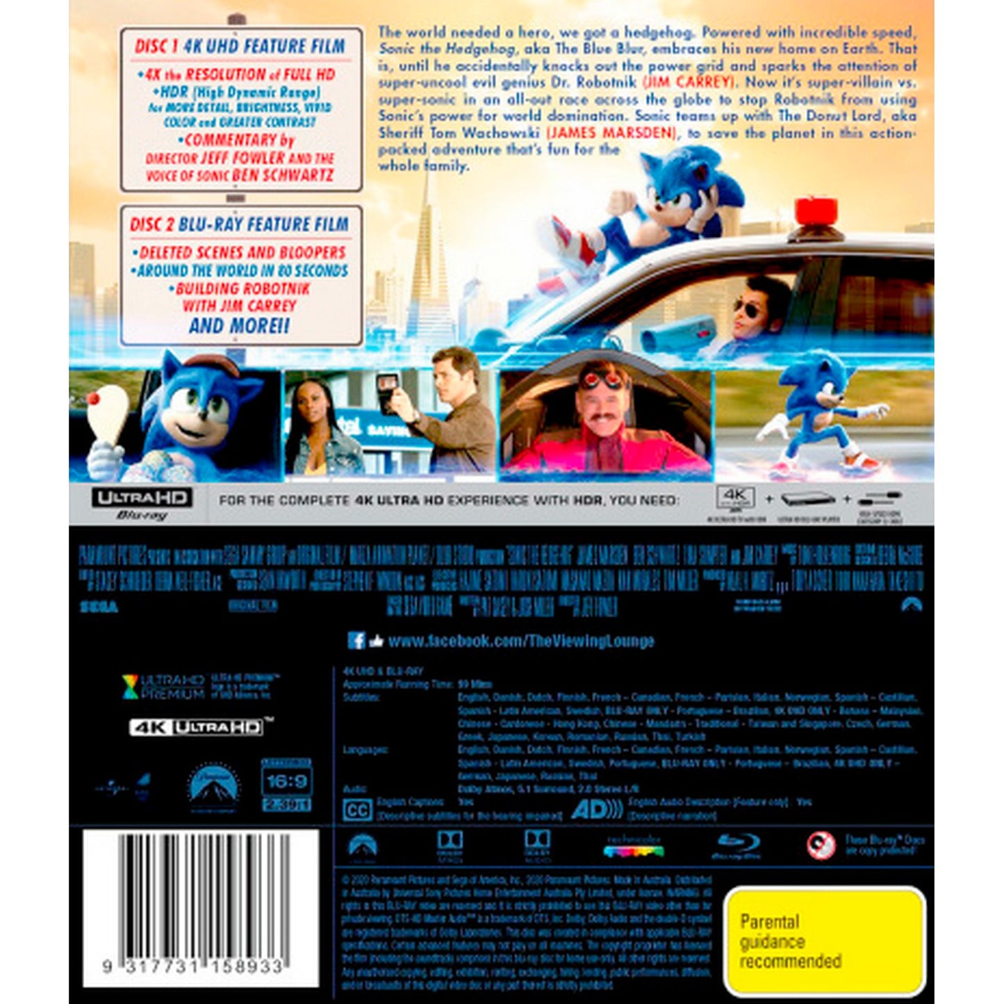 Sonic The Hedgehog (2020) 4K UltraHD + Blu-Ray