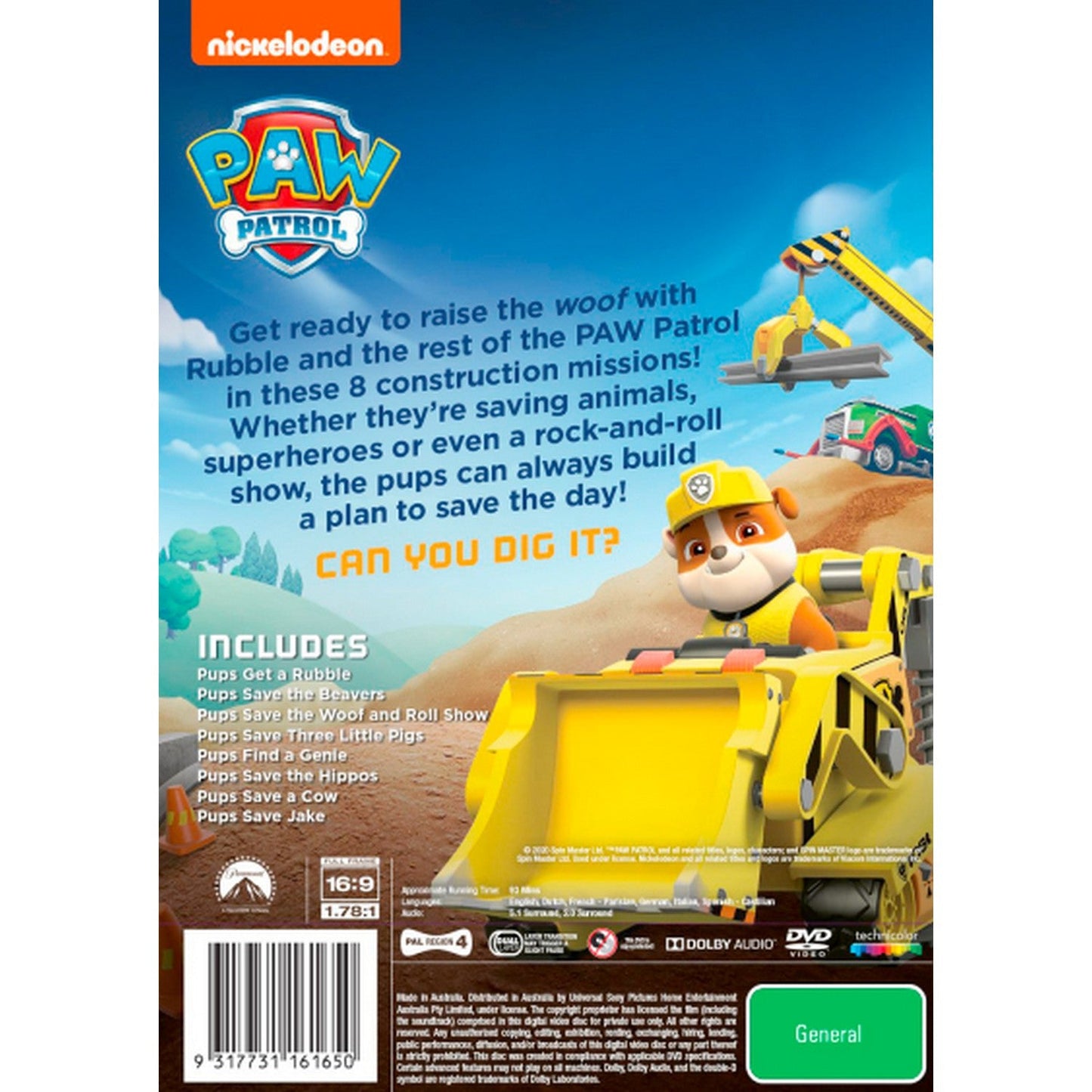 Paw Patrol: Rubble on the Double! DVD