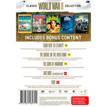 Classic WWII Collection: (From Here to Eternity (1953) / The Bridge on the River Kwai / The Guns of Navarone / Das Boot (The Director's Cut) / Fury) DVD Box Set