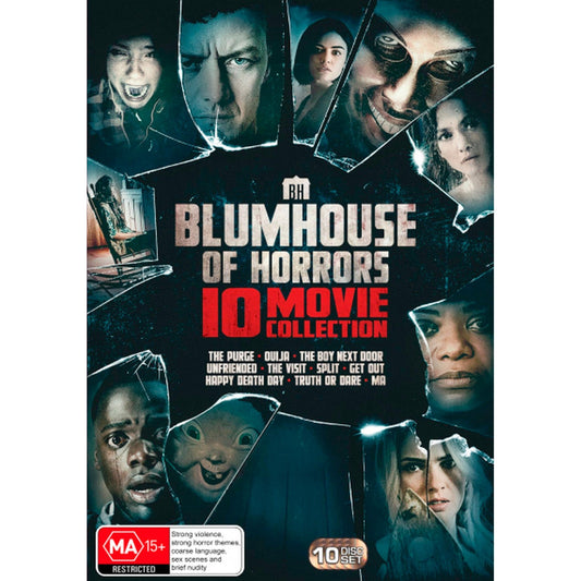 Blumhouse of Horrors: 10 Movie Collection - (The Purge/Ouija/The Boy Next Door/Unfriended/The Visit/Split/Get Out/Happy Death Day/Truth or Dare/Ma) DVD Box Set