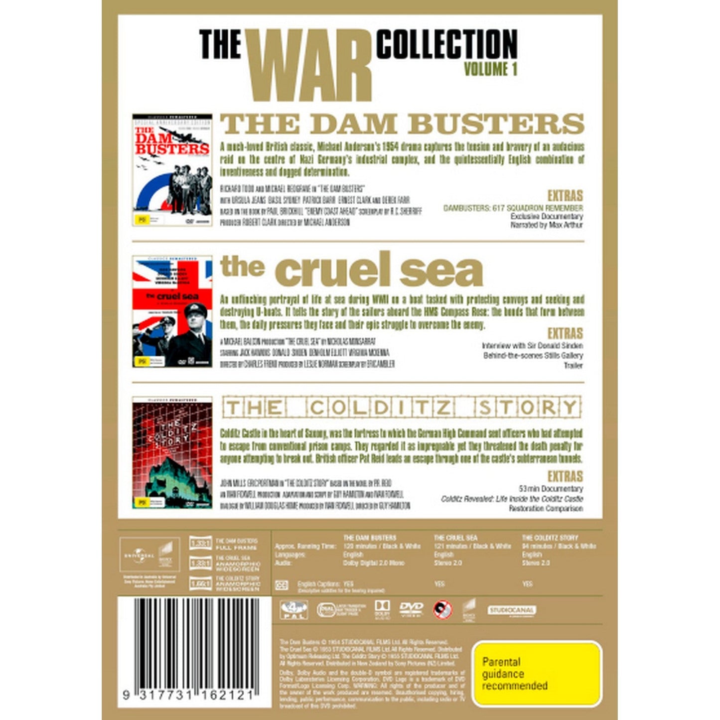 The War Collection: Volume 1 - (The Dam Busters (1955) / The Cruel Sea (1953) / Colditz Story (1955)) DVD Box Set