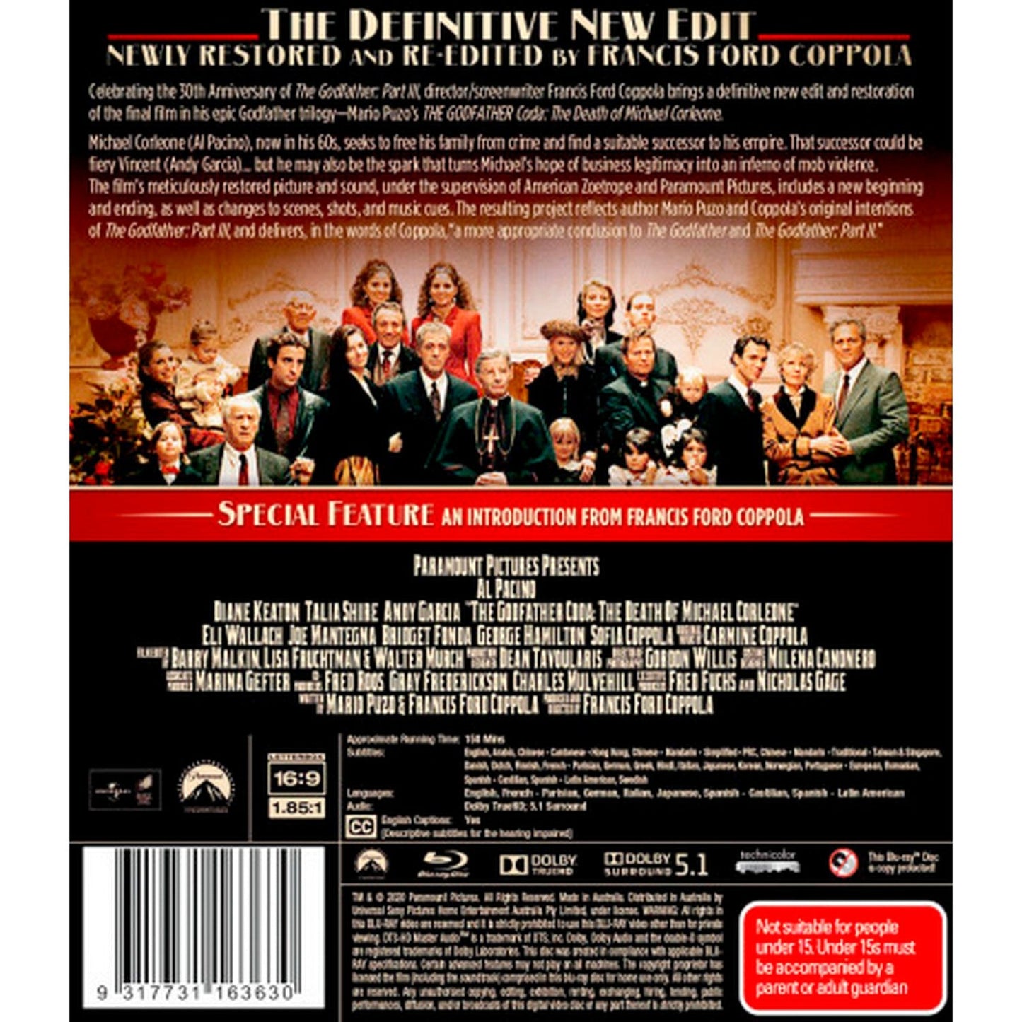 The Godfather Coda - The Death of Michael Corleone - (Part III) Blu-Ray