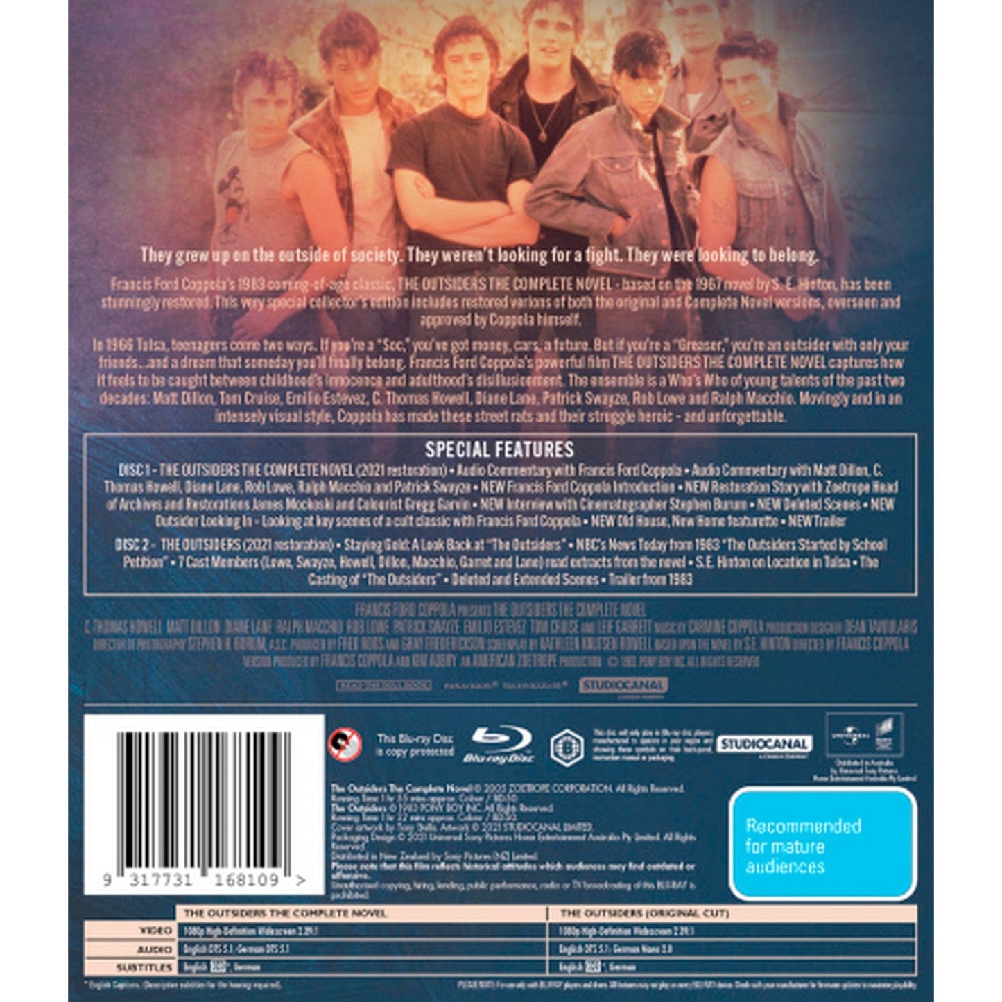 The Outsiders (1983) / The Outsiders: The Complete Novel (2005) (Classics Remastered) Blu-Ray