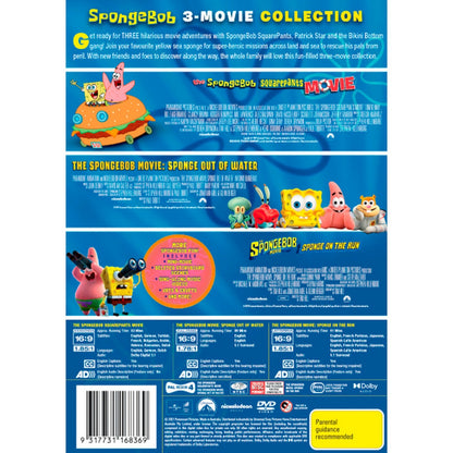 3 Movie Collection (The SpongeBob SquarePants Movie / Sponge out of Water / Sponge on the Run) DVD Box Set