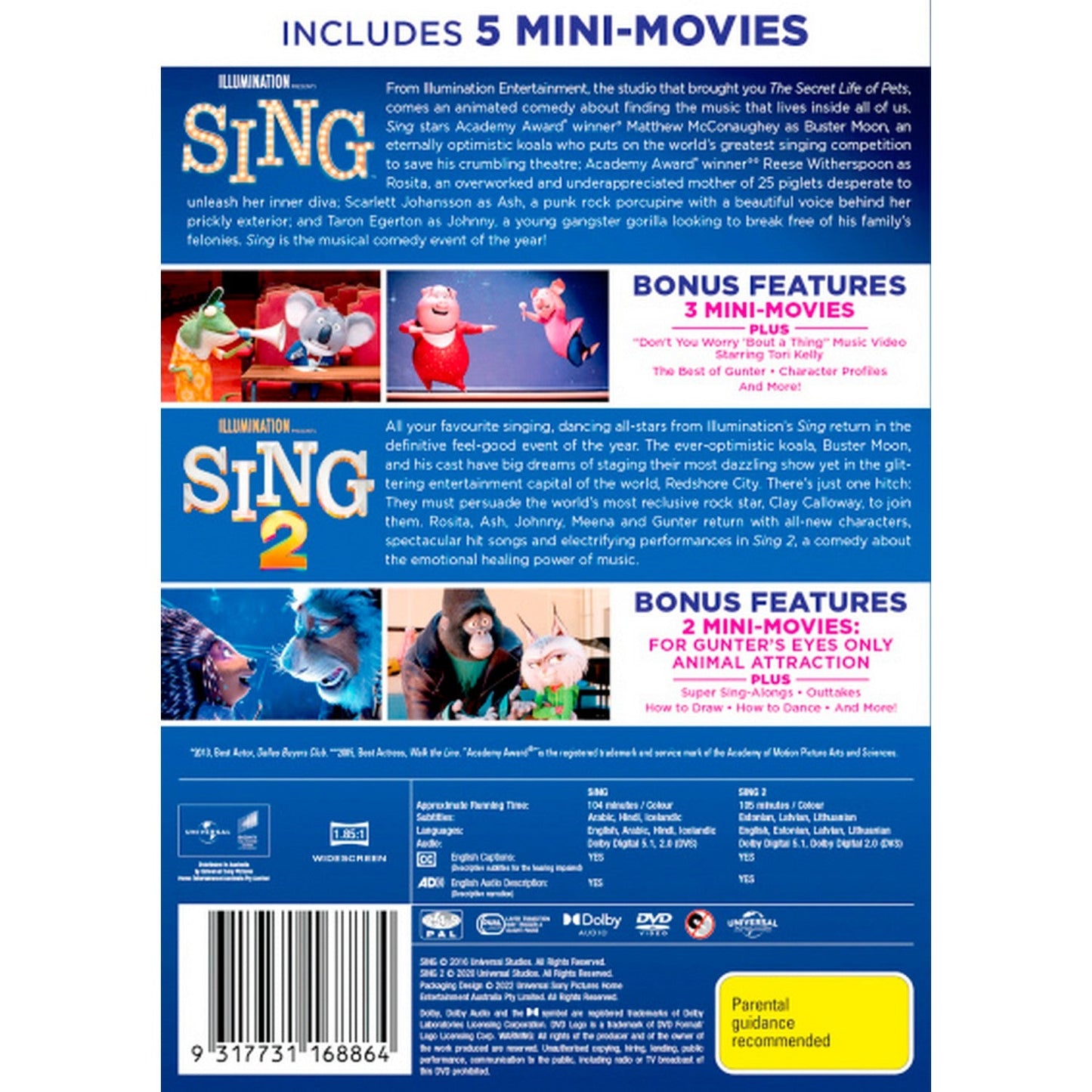 2 Movie Franchise Pack: Sing / Sing 2 DVD Box Set