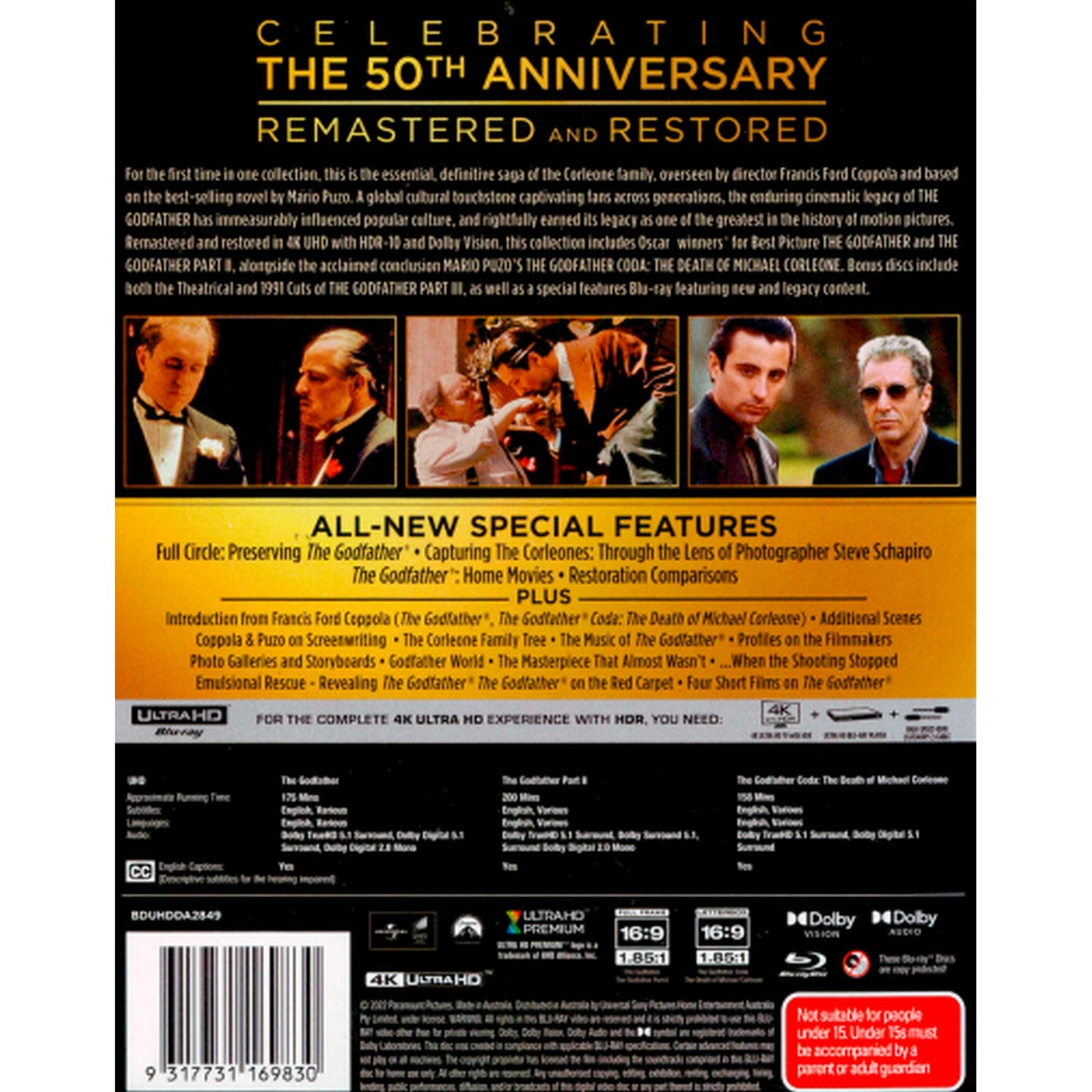 The Godfather Trilogy: The Godfather / The Godfather Part II / The Godfather Coda 4K UltraHD + Blu-Ray Box Set