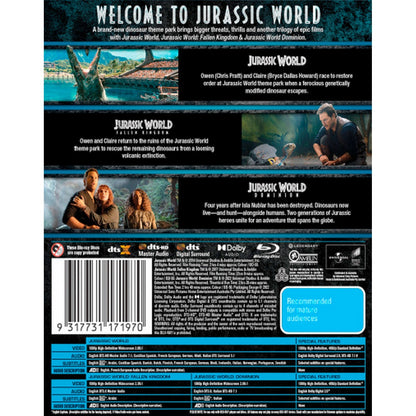 Jurassic World Trilogy: Jurassic World / Jurassic World: Fallen Kingdom / Jurassic World: Dominion Blu-Ray