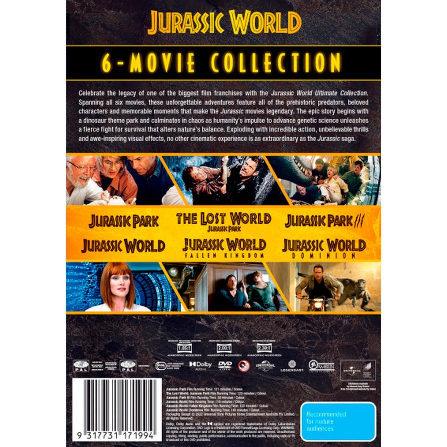 Jurassic World: Ultimate Collection: Jurassic Park 1 - 3 / Jurassic World / Jurassic World: Fallen Kingdom / Jurassic World: Dominion DVD Box Set