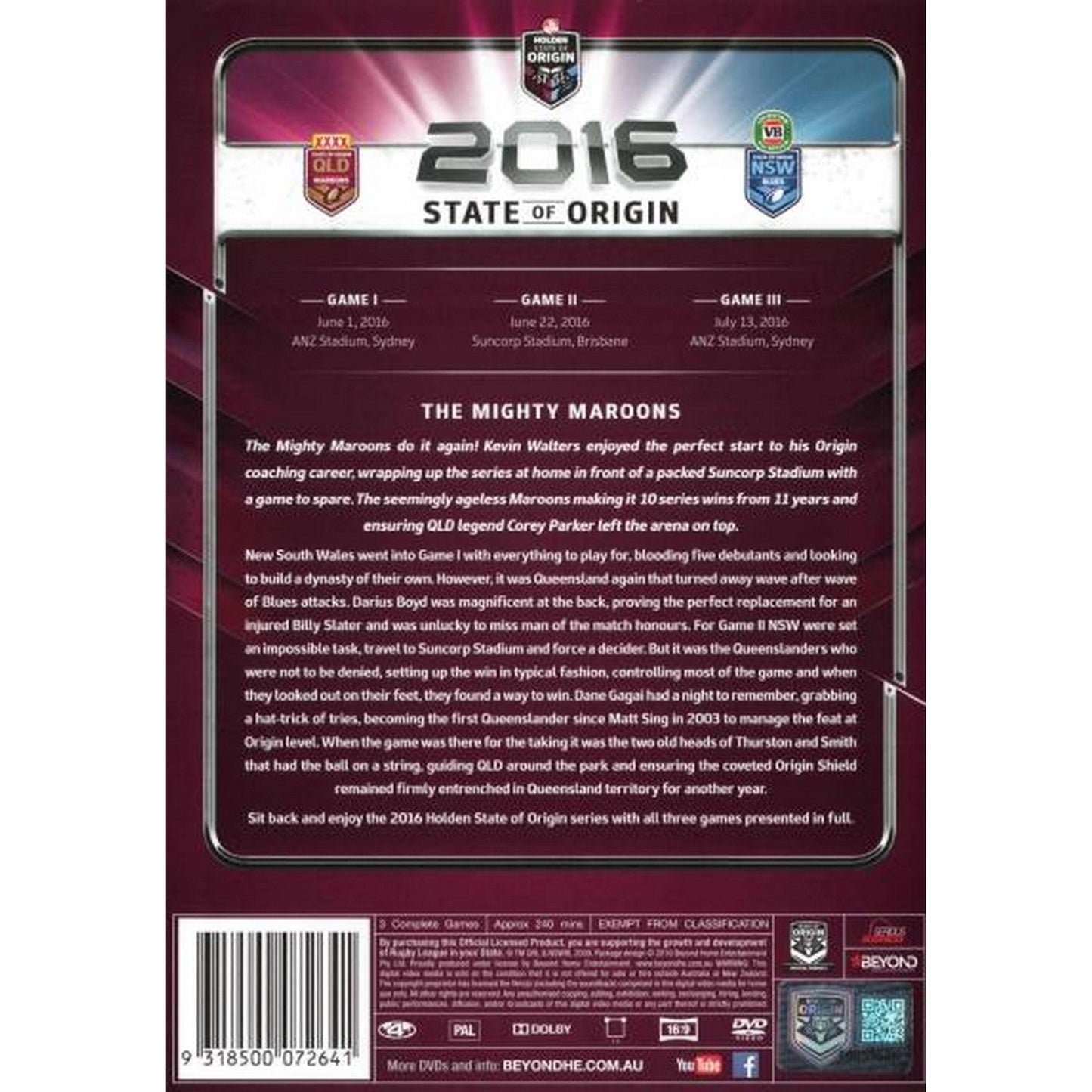 2016 Holden State of Origin: Complete Series DVD