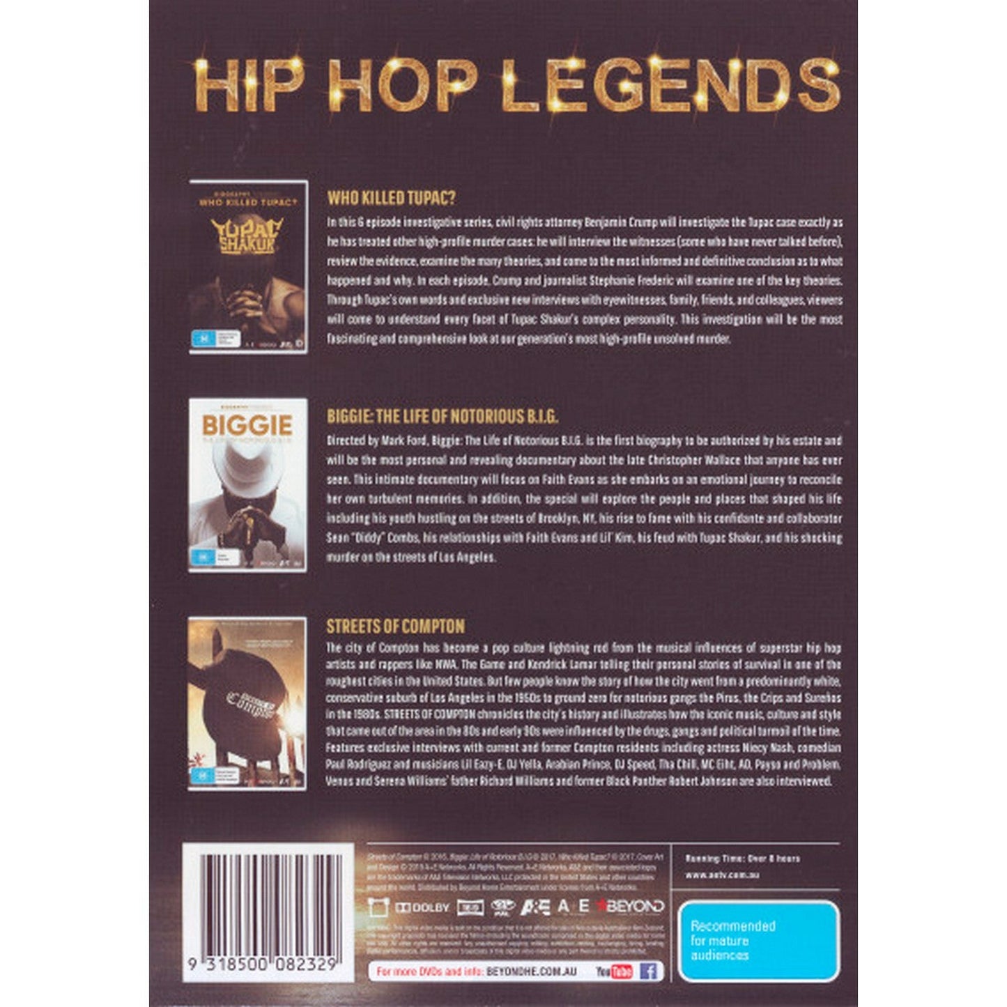 Hip Hop Legends (Biggie / Tupac / The Game / Kendrick Lamar) DVD