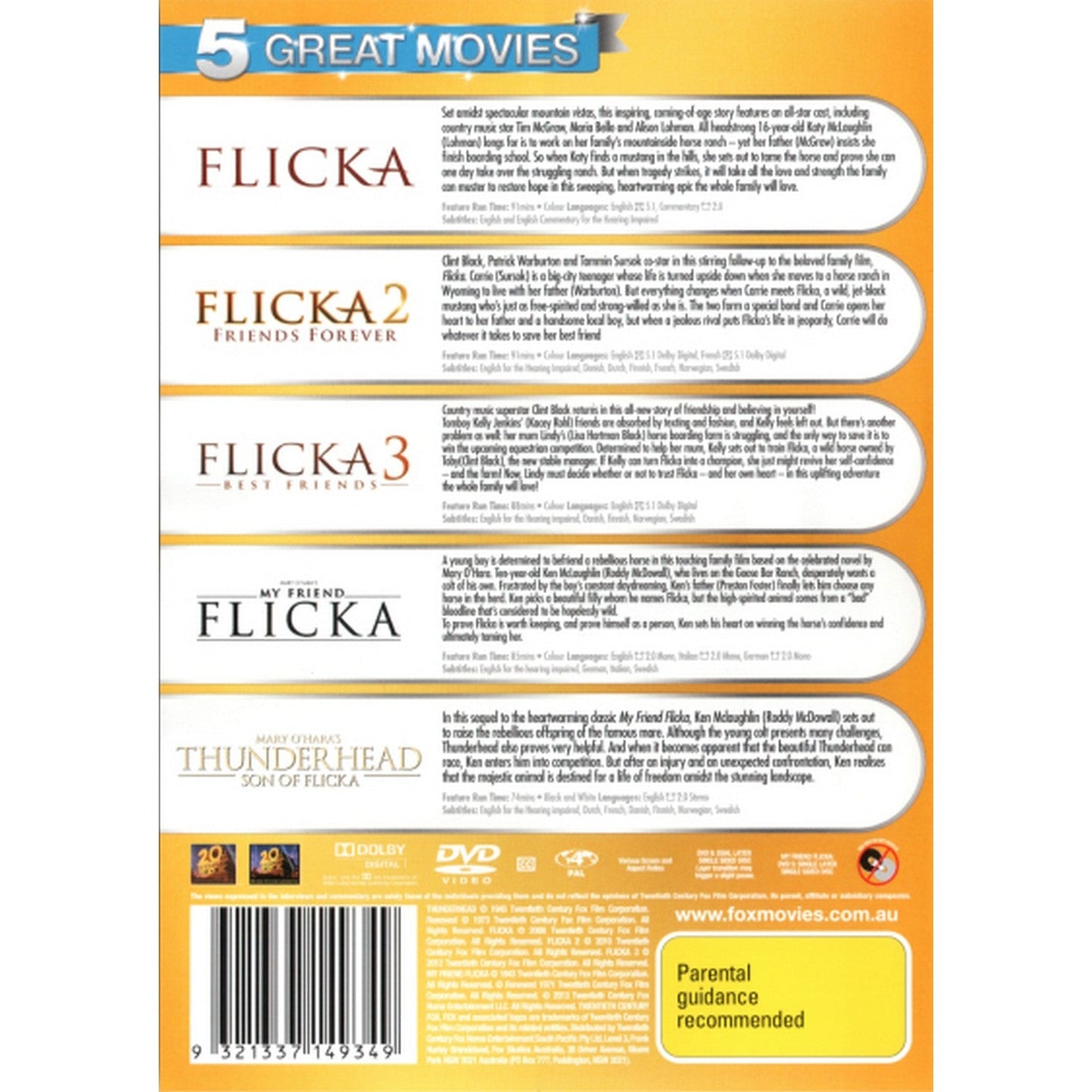 Thunderhead: Son of Flicka / Flicka / My Friend Flicka / Flicka 2: Friends Forever / Flicka 3: Best Friends (5 Great Movies) DVD