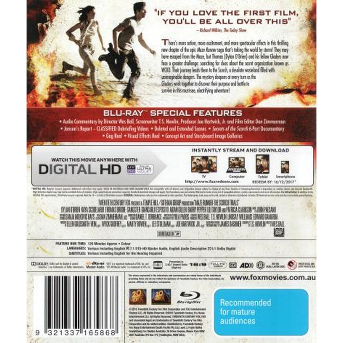 Maze Runner: The Scorch Trials Blu-Ray