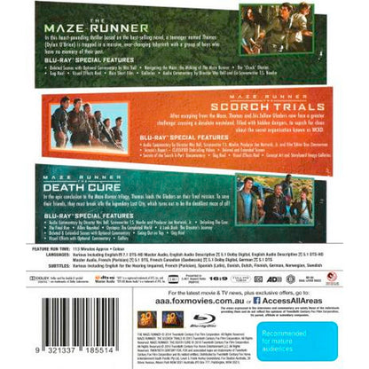 Maze Runner Trilogy (The Maze Runner / The Maze Runner: Scorch Trials / The Maze Runner: Death Cure) Blu-Ray