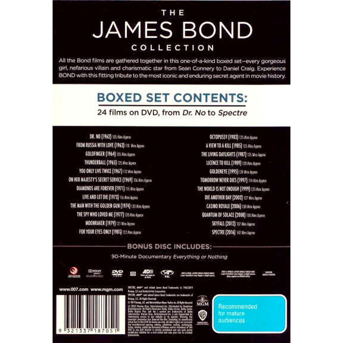 The James Bond Collection DVD