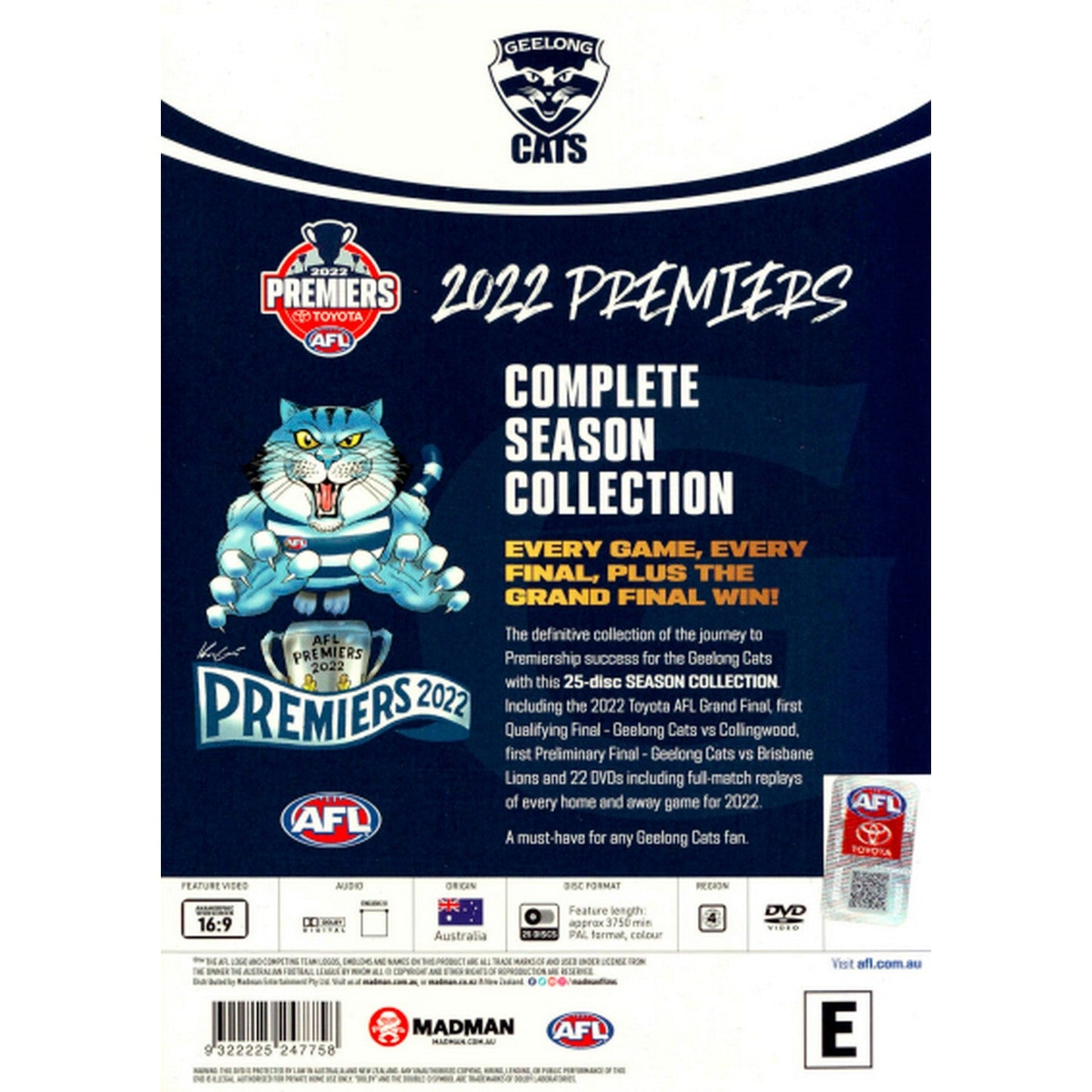 2022 Toyota AFL Premiers - Geelong Cats Season Collection DVD Box Set