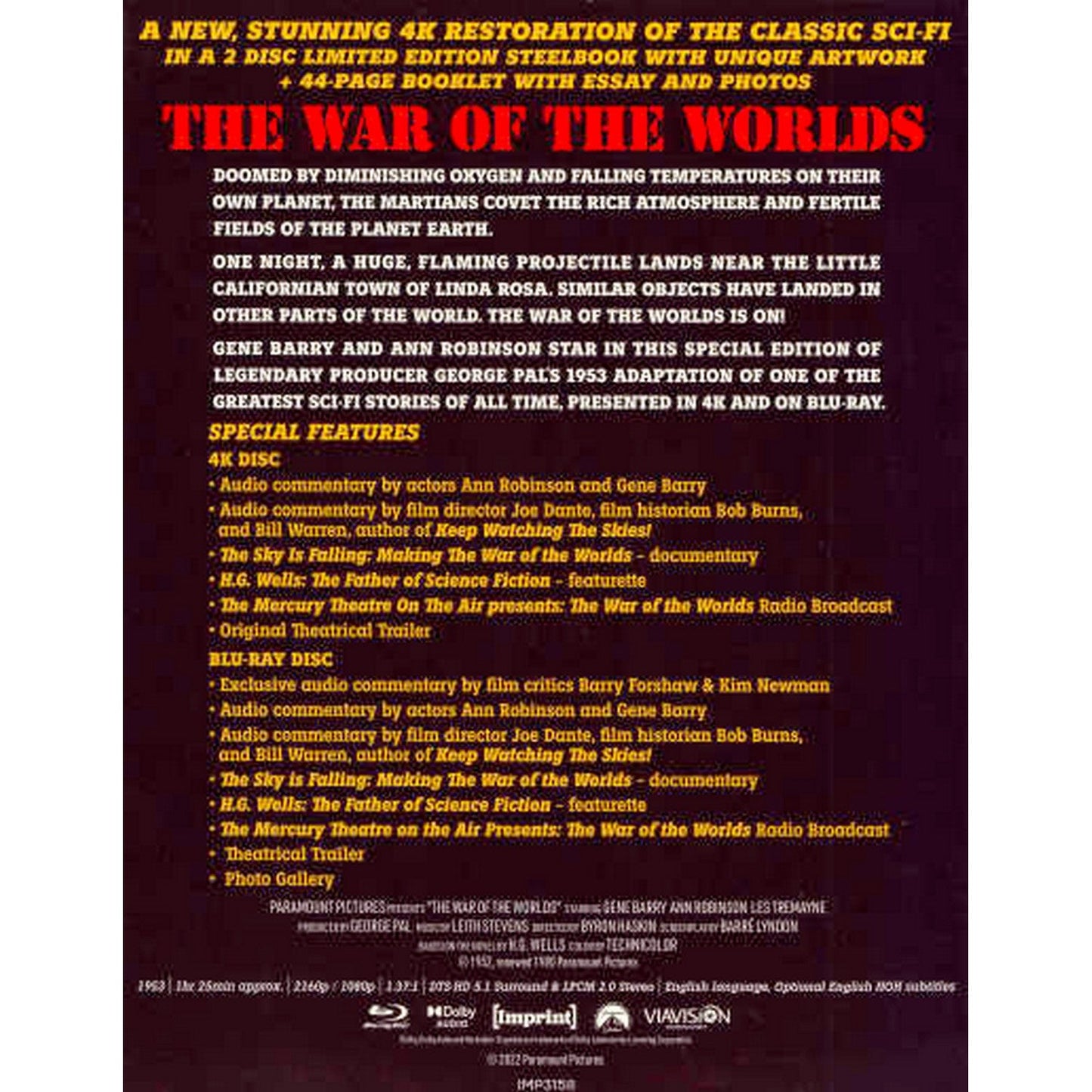 The War of the Worlds: Collector's Limited Edition 4K UltraHD + Blu-Ray (Imprint)