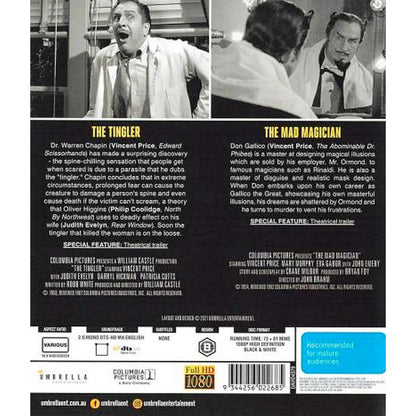 Vincent Price Double Feature: The Tingler / The Mad Magician Blu-Ray