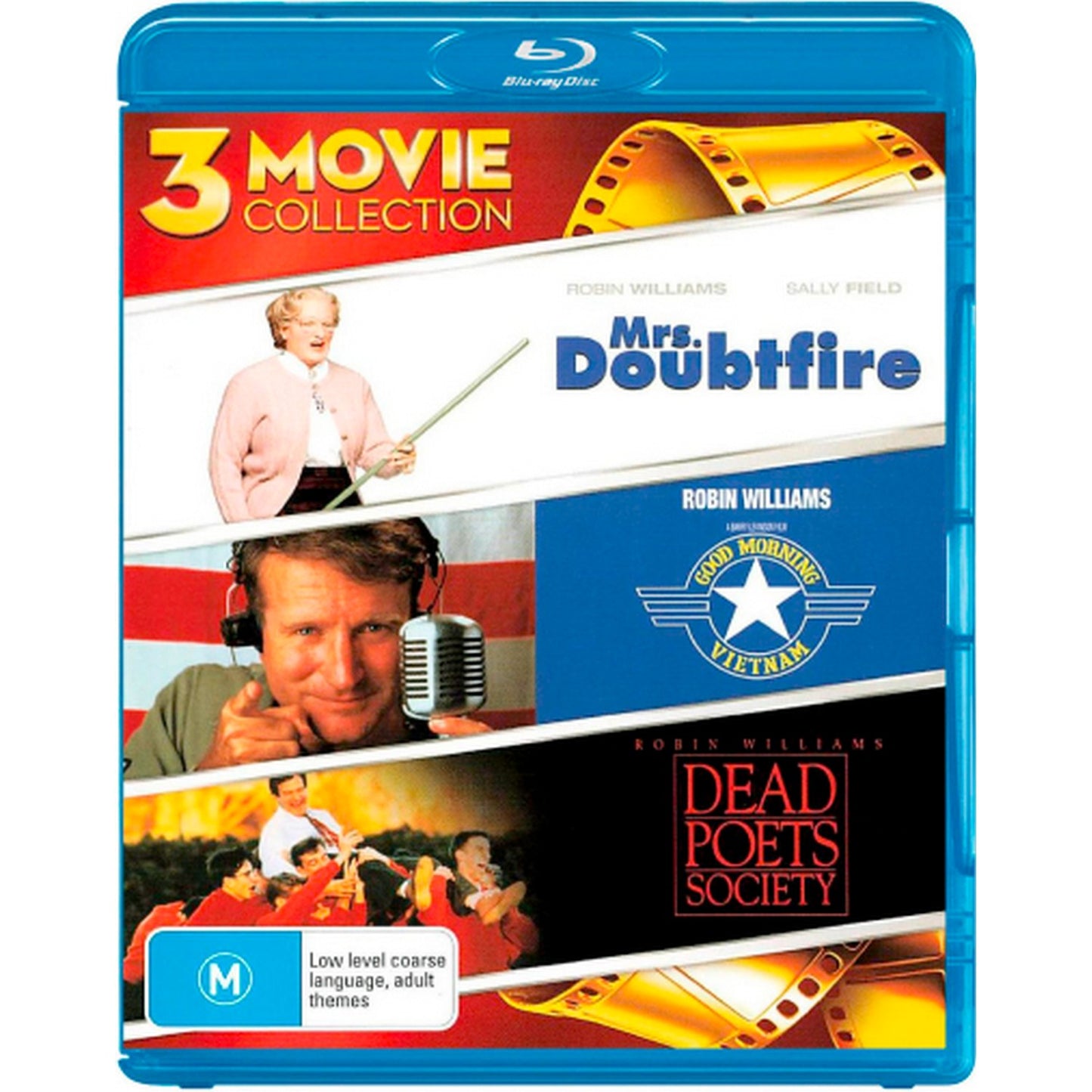 3 Robin Williams Movie Collection: Mrs Doubtfire / Good Morning / Dead Poets Blu-Ray