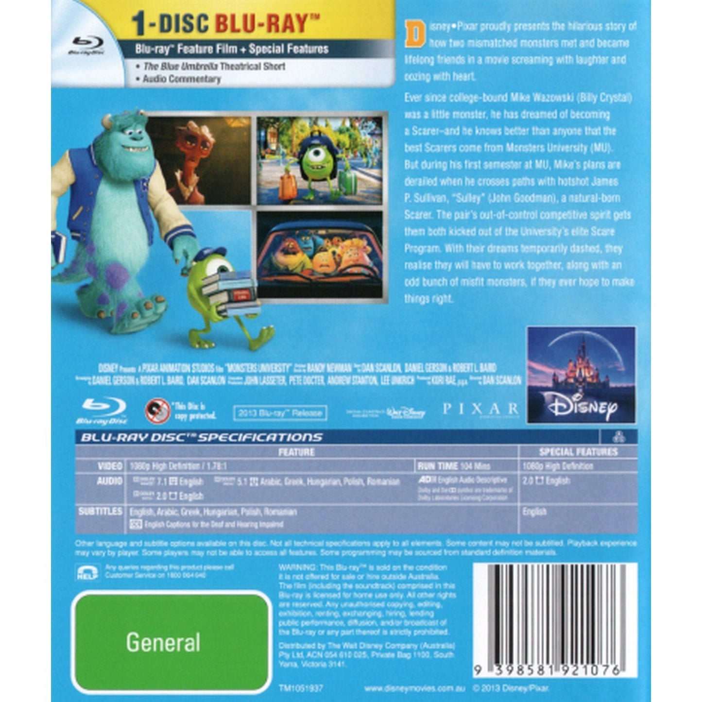 Monsters University Blu-Ray