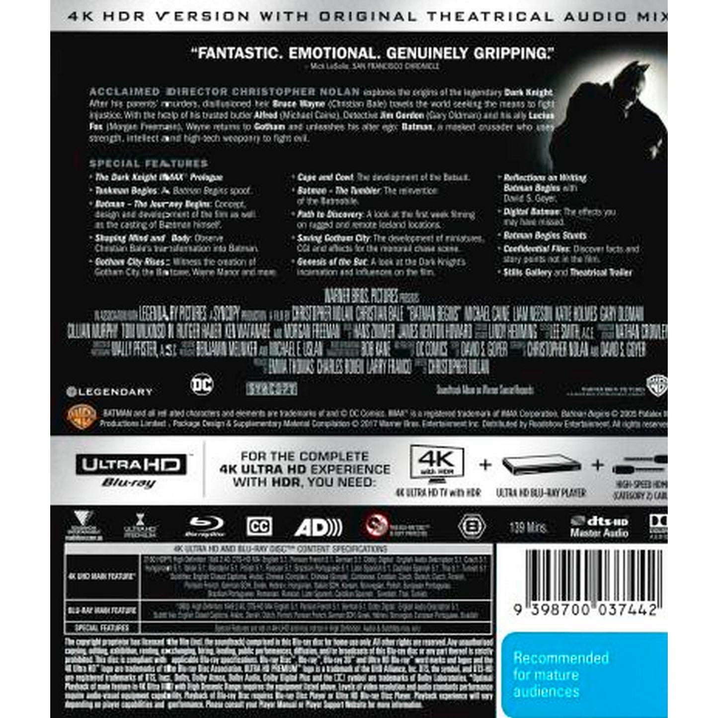 Batman Begins 4K UltraHD + Blu-Ray