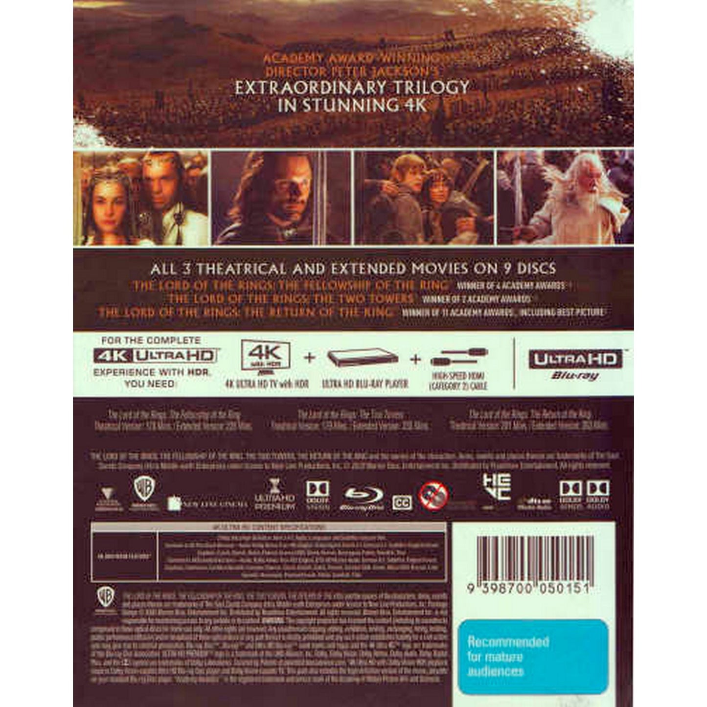 The Lord of the Rings Trilogy (Theatrical + Extended) 4K UltraHD Box Set